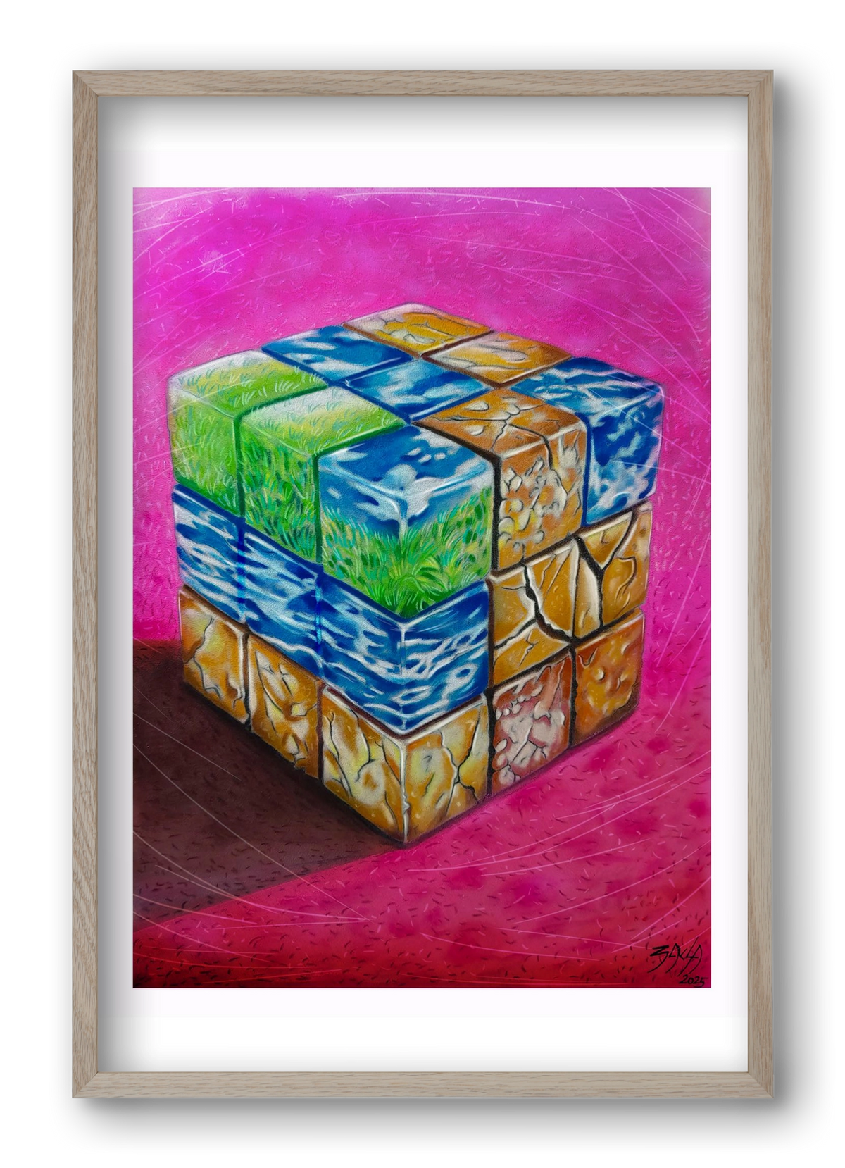 bűvös kocka, 40x60 cm (40x60 cm), Tölgy keret