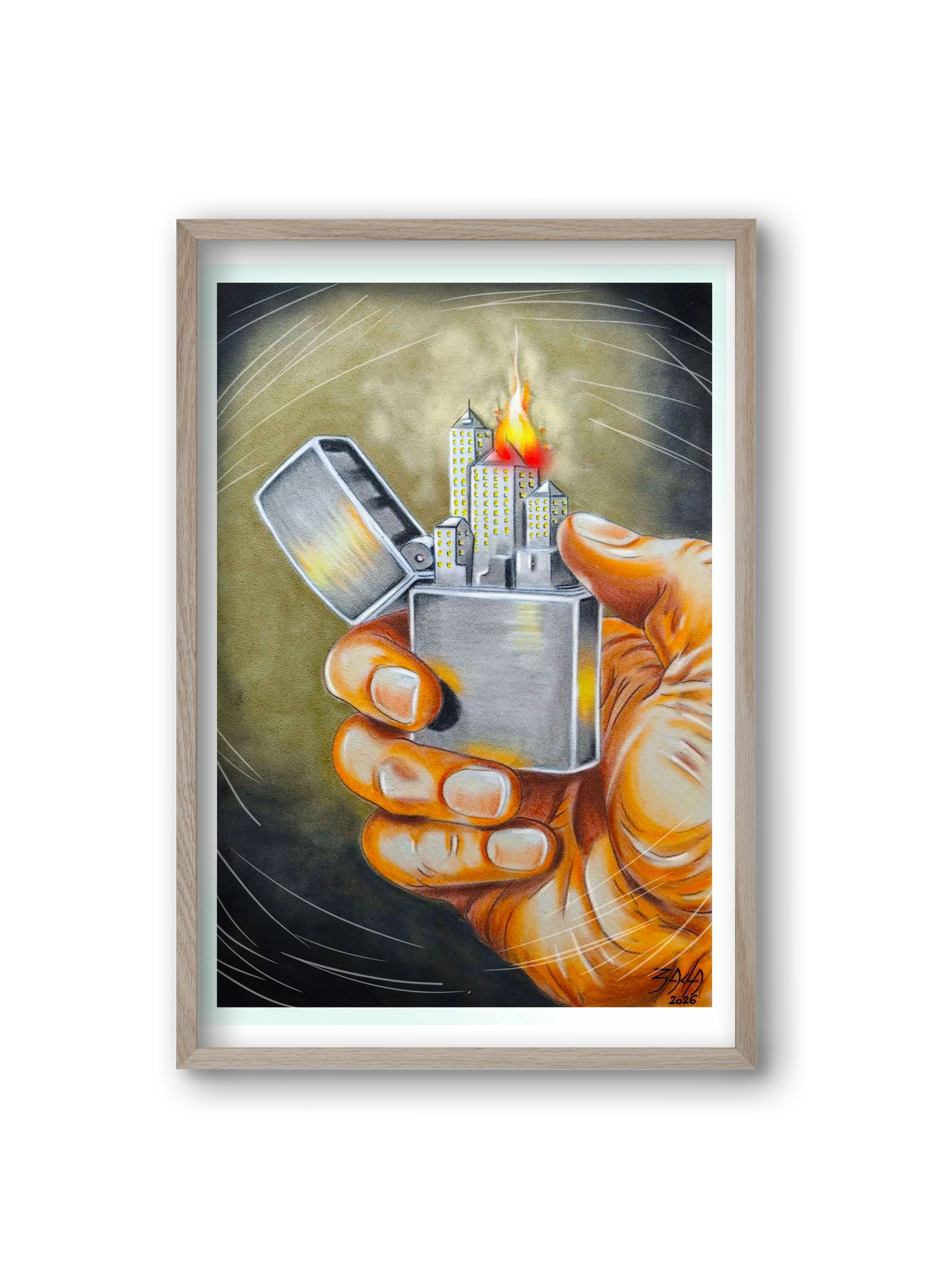 gas, 20x30 cm (20x30 cm), Tölgy keret