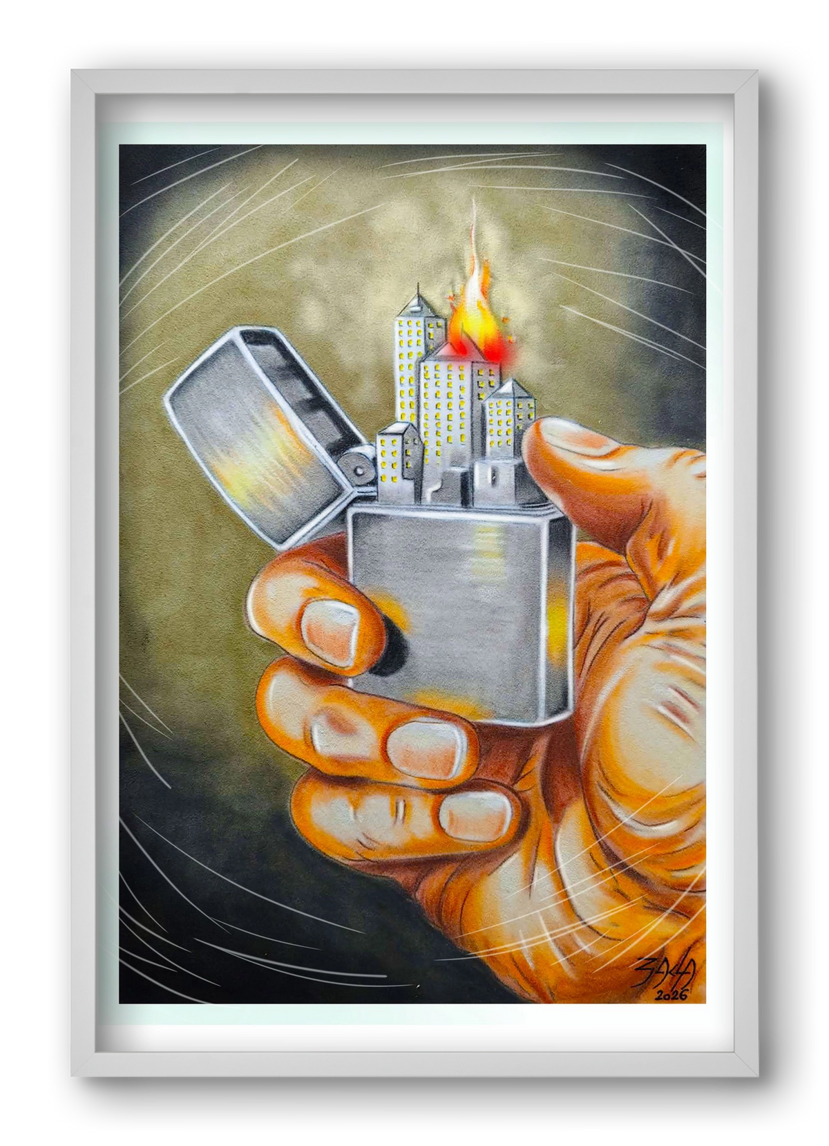 gas, 40x60 cm (40x60 cm), Fehér keret