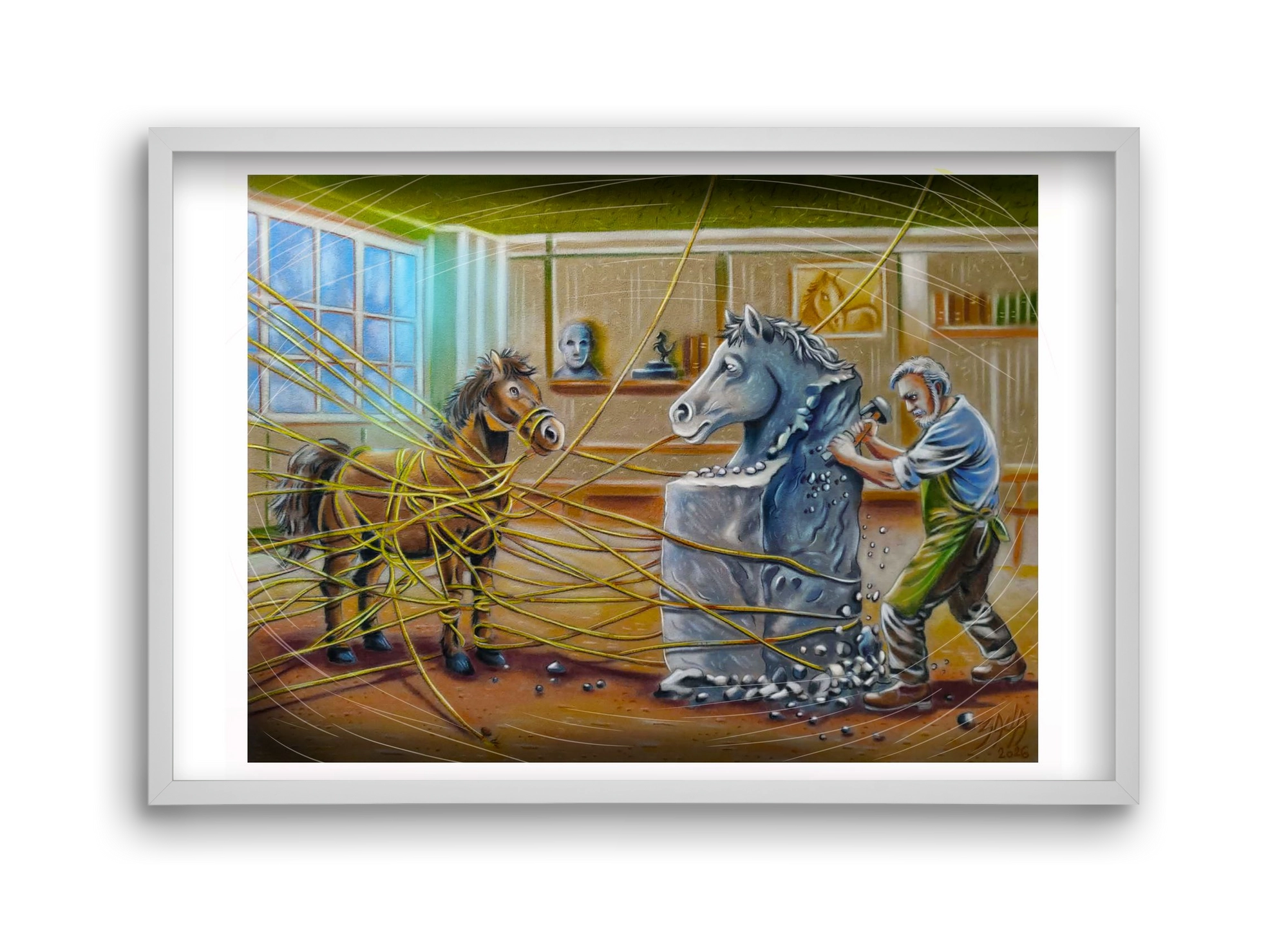 horse, 45x30 cm (45x30 cm), Fehér keret