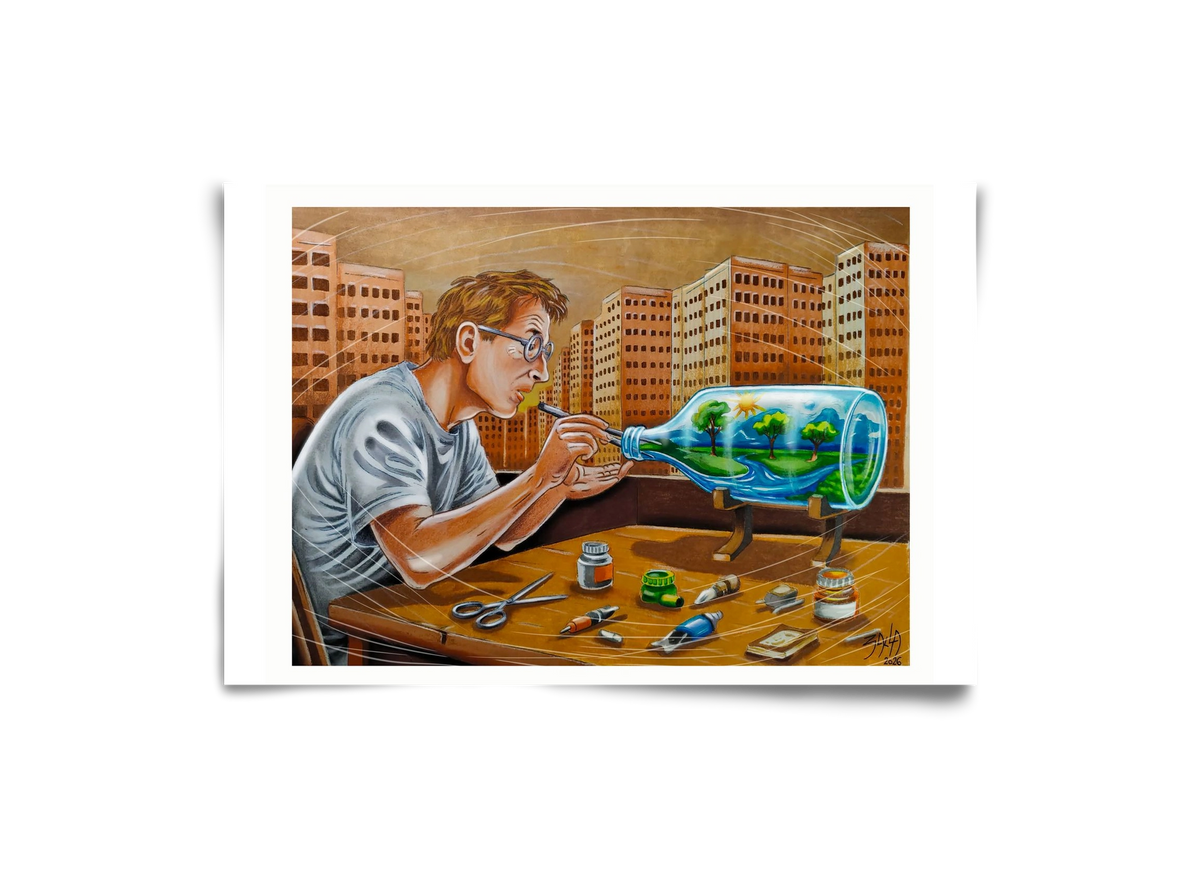 palackba zárva, 30x20 cm, Keret nélkül