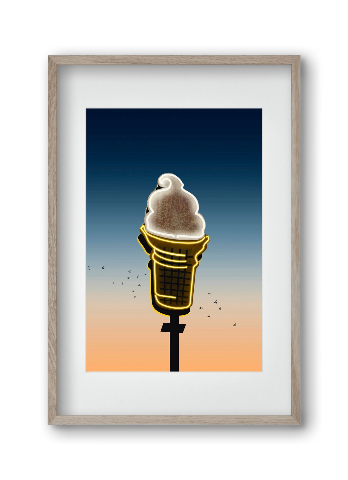 American neon, 30x45 cm (20x30 cm), Tölgy keret, paszpartuval