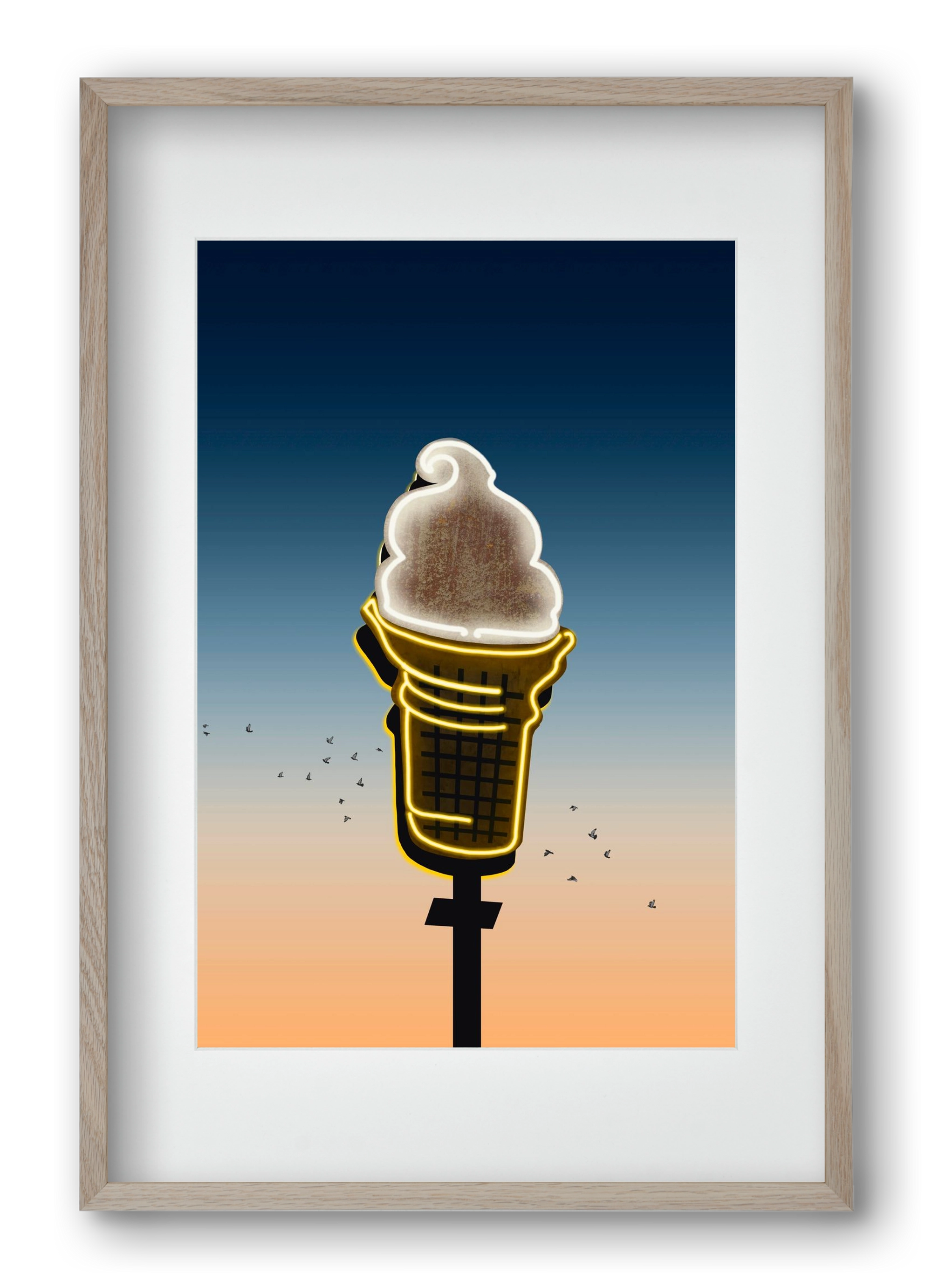 American neon, 40x60 cm (30x45 cm), Tölgy keret, paszpartuval
