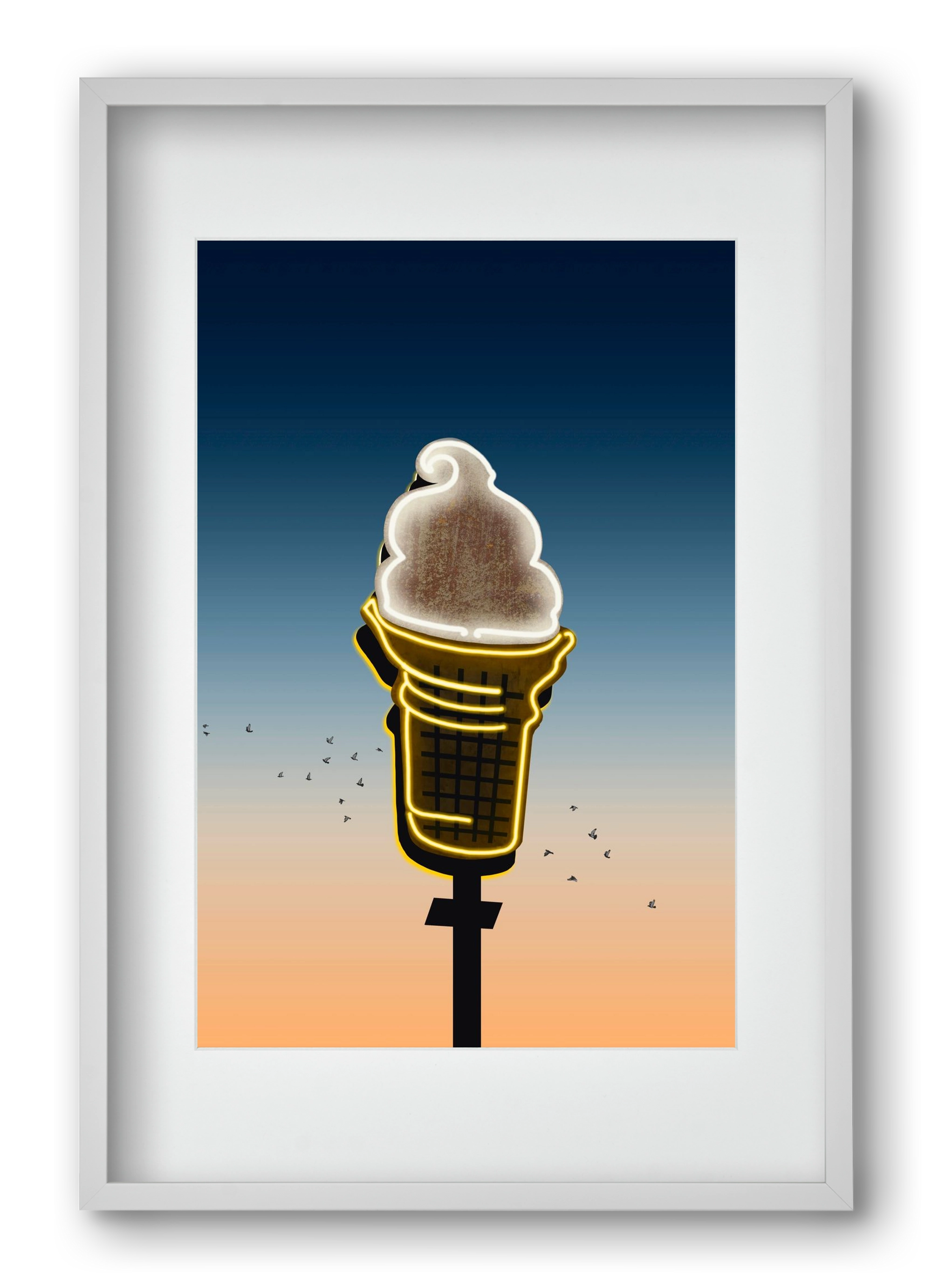 American neon, 40x60 cm (30x45 cm), Fehér keret, paszpartuval