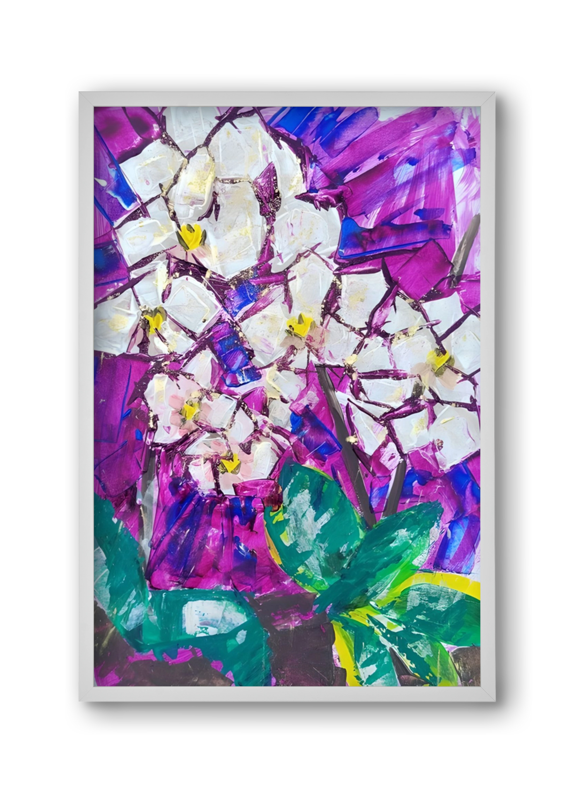 Orchidea, 30x45 cm (30x45 cm), Fehér keret