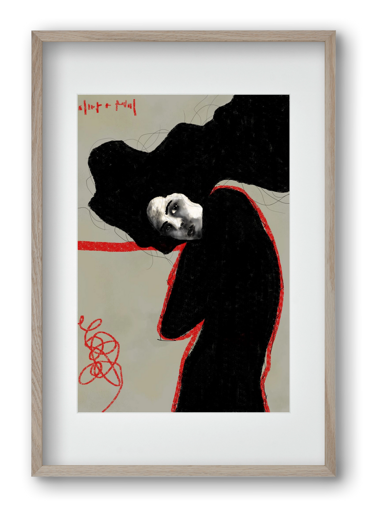 Wired Silence, 40x60 cm (30x45 cm), Tölgy keret, paszpartuval