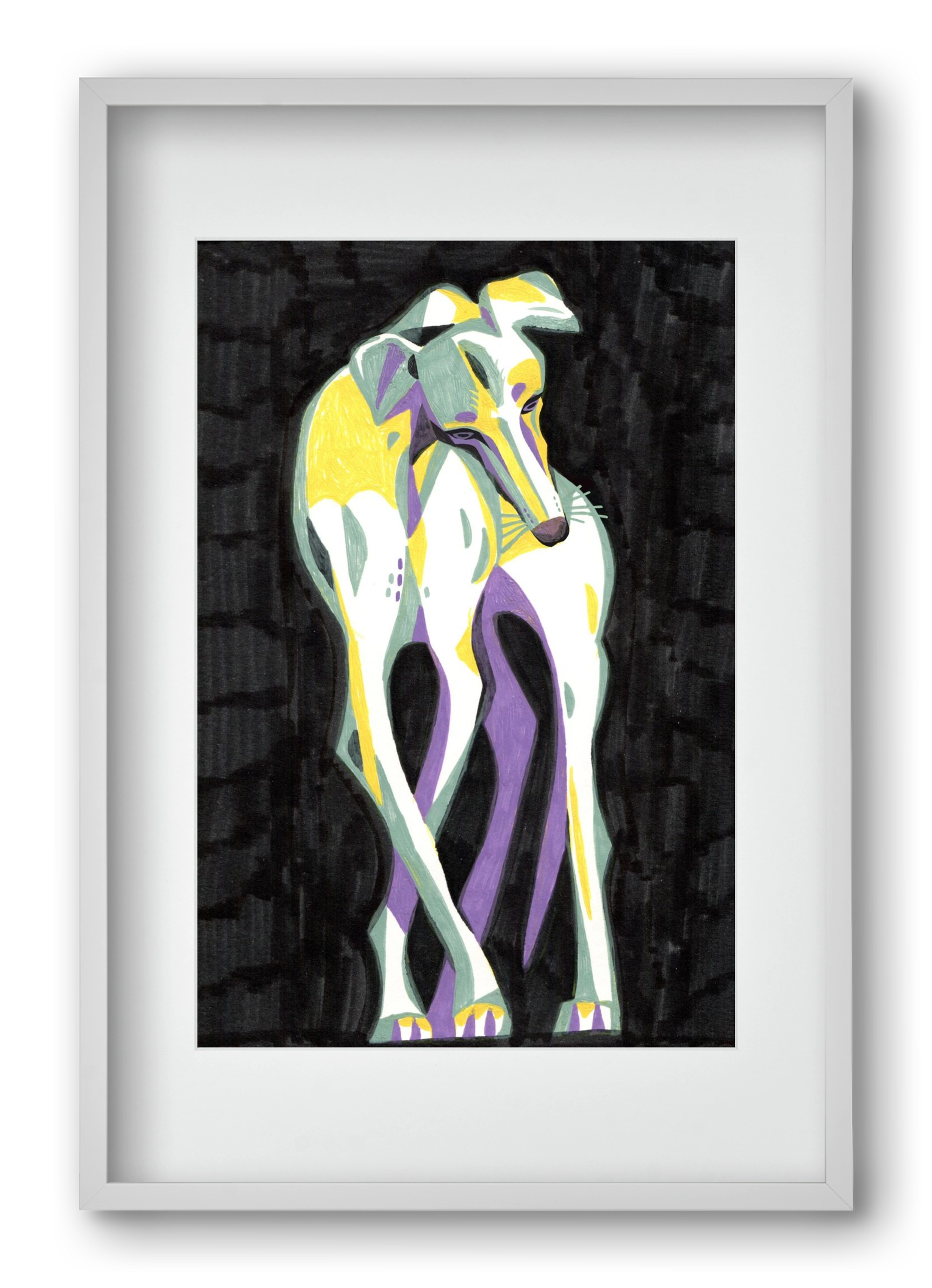 Greyhound, 40x60 cm (30x45 cm), Fehér keret, paszpartuval