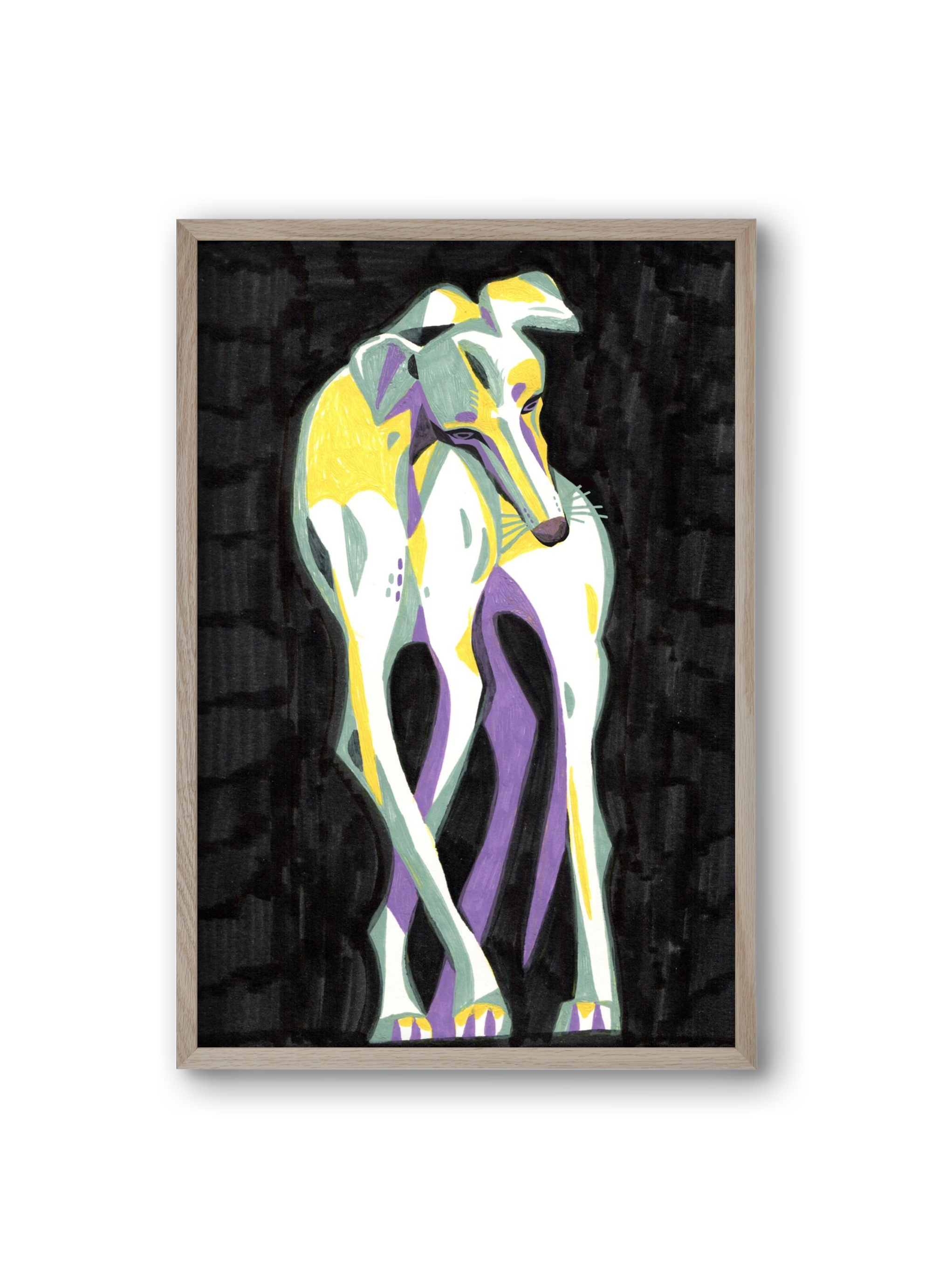 Greyhound, 20x30 cm (20x30 cm), Tölgy keret