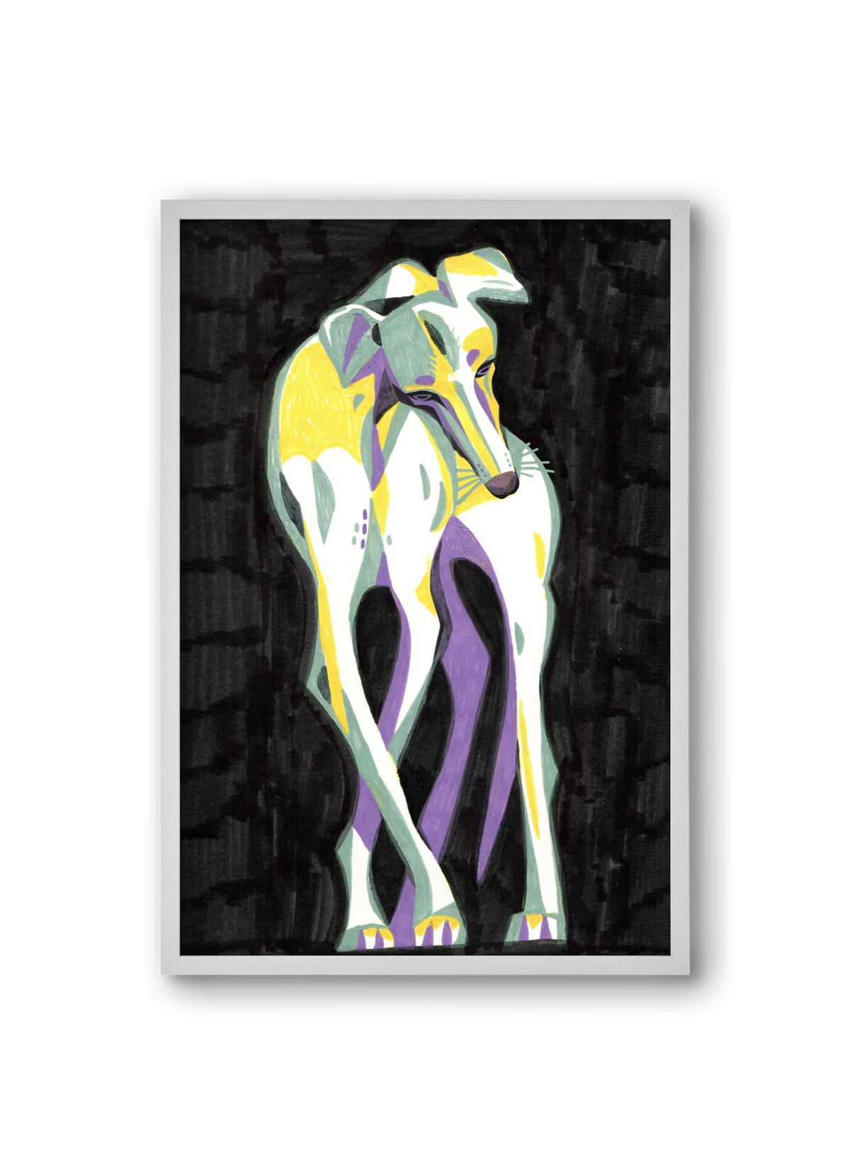 Greyhound, 20x30 cm (20x30 cm), Fehér keret