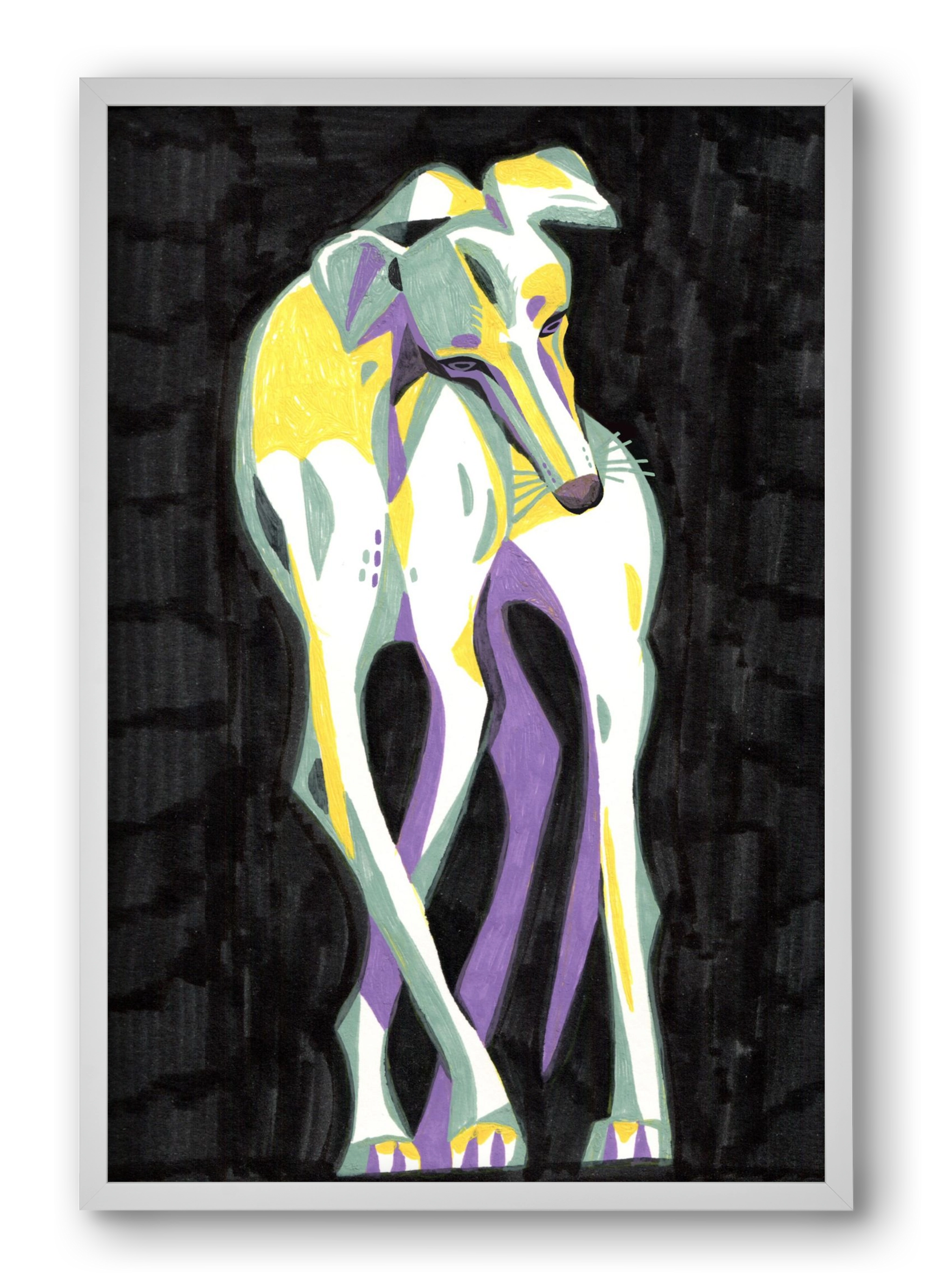 Greyhound, 40x60 cm (40x60 cm), Fehér keret