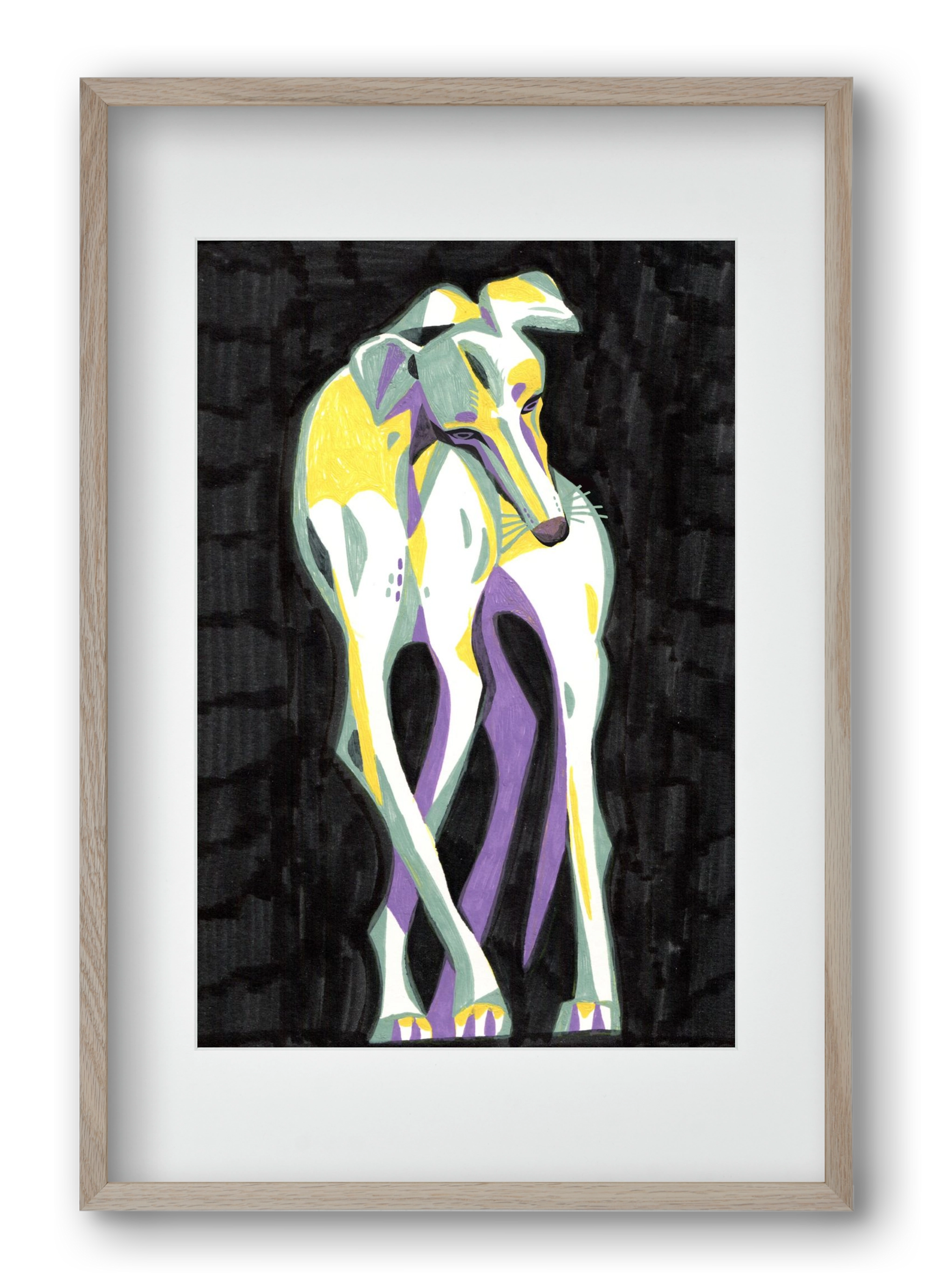 Greyhound, 40x60 cm (30x45 cm), Tölgy keret, paszpartuval