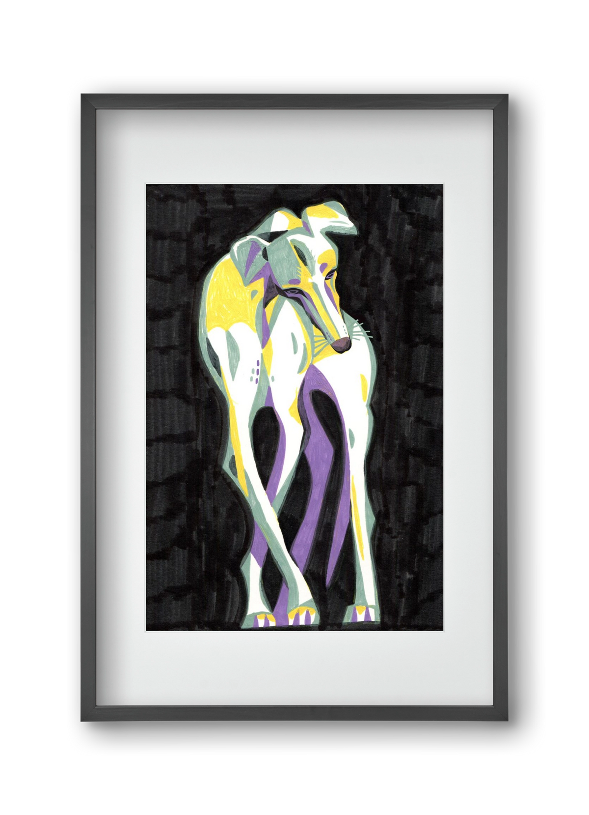 Greyhound, 30x45 cm (20x30 cm), Fekete keret, paszpartuval