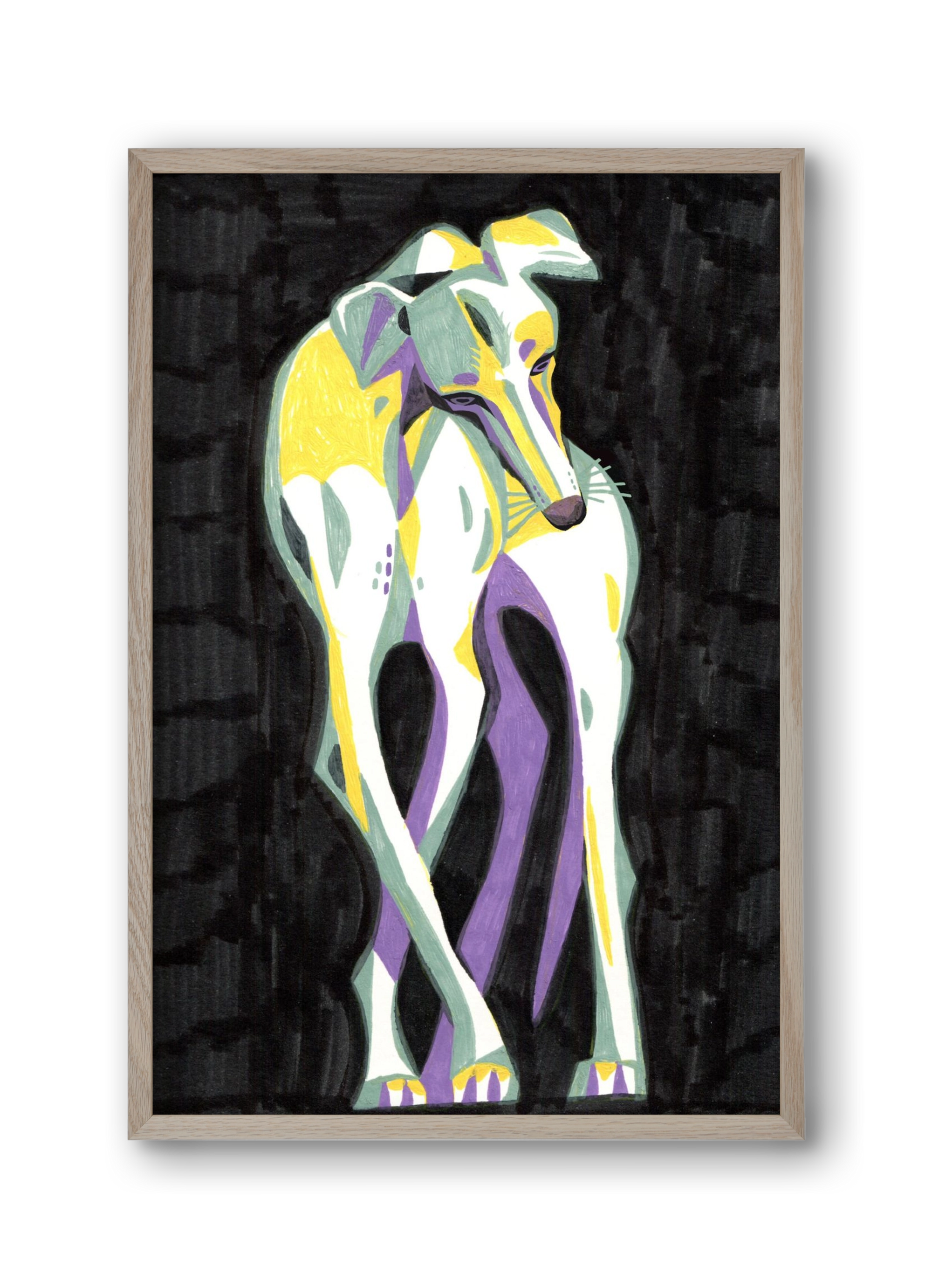 Greyhound, 30x45 cm (30x45 cm), Tölgy keret