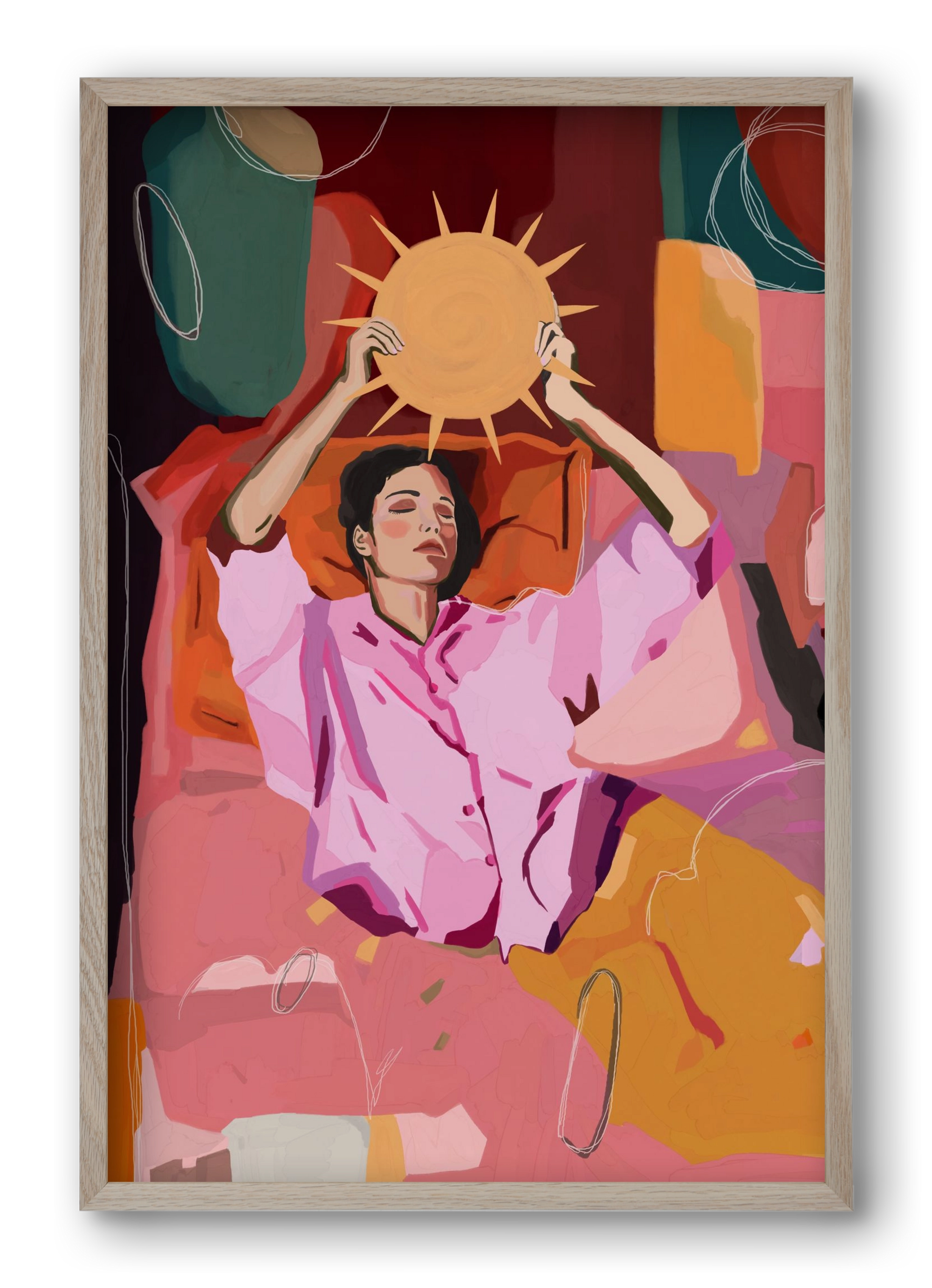 Here comes the sun, 40x60 cm (40x60 cm), Tölgy keret
