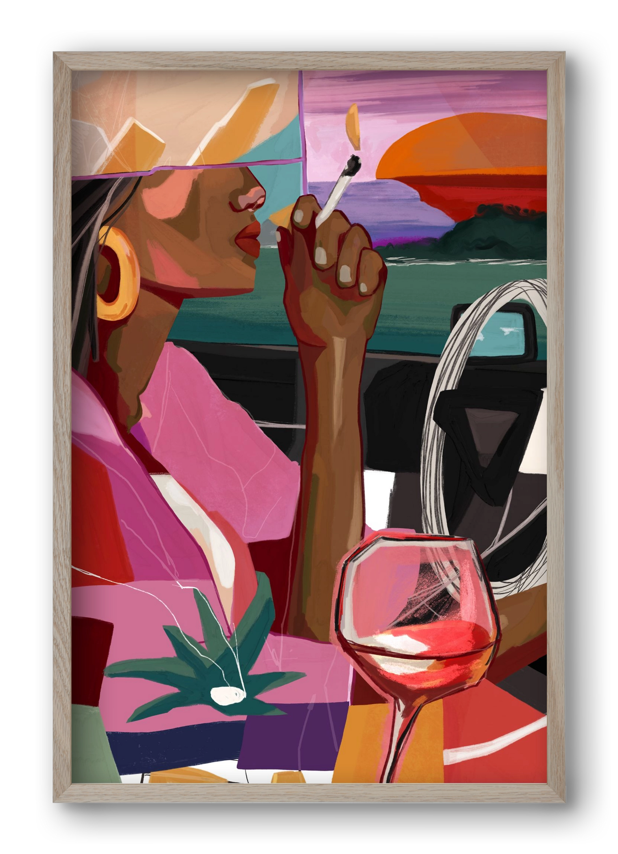 Just me to the road open, 40x60 cm (40x60 cm), Tölgy keret