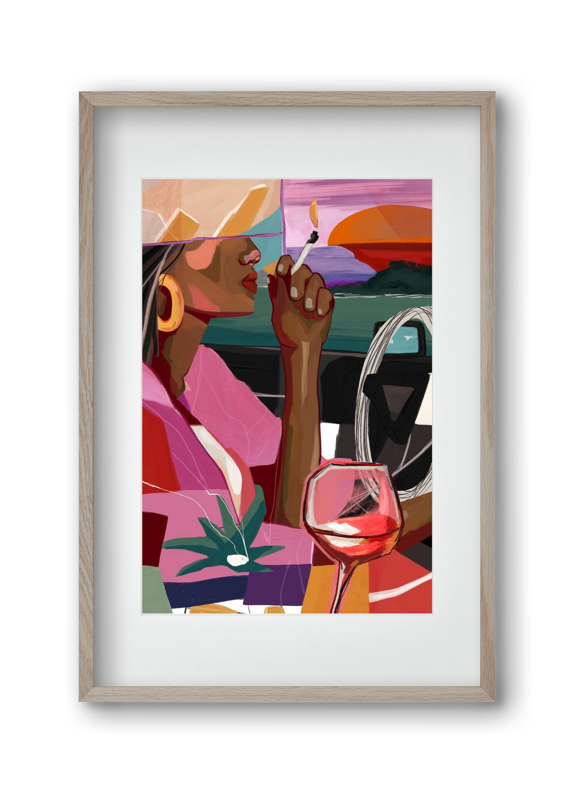 Just me to the road open, 30x45 cm (20x30 cm), Tölgy keret, paszpartuval