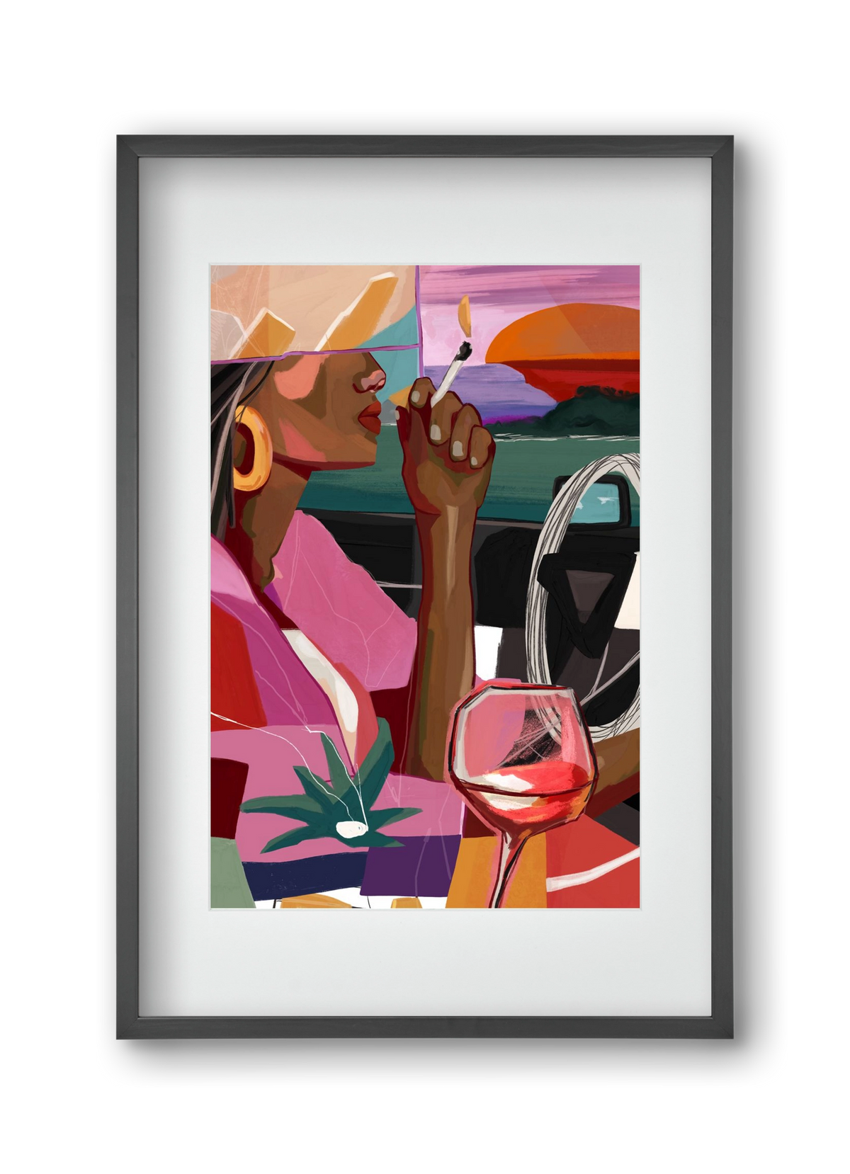 Just me to the road open, 30x45 cm (20x30 cm), Fekete keret, paszpartuval