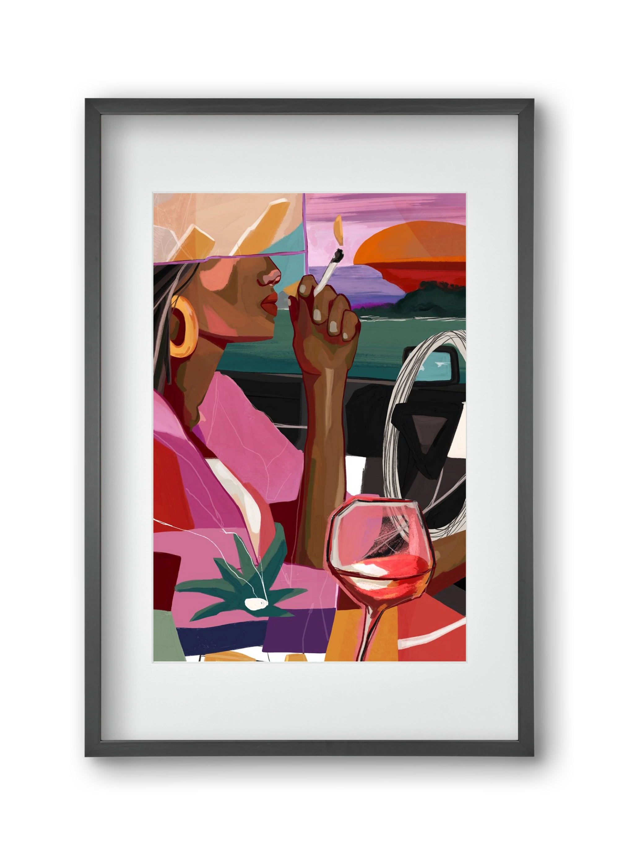 Just me to the road open, 30x45 cm (20x30 cm), Fekete keret, paszpartuval