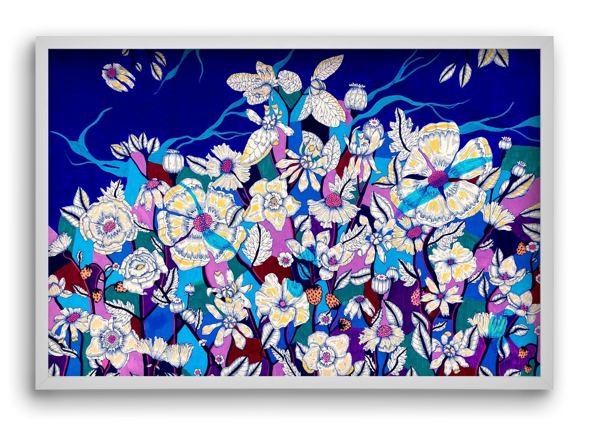 Storm on top of the poppies, 60x40 cm (60x40 cm), Fehér keret