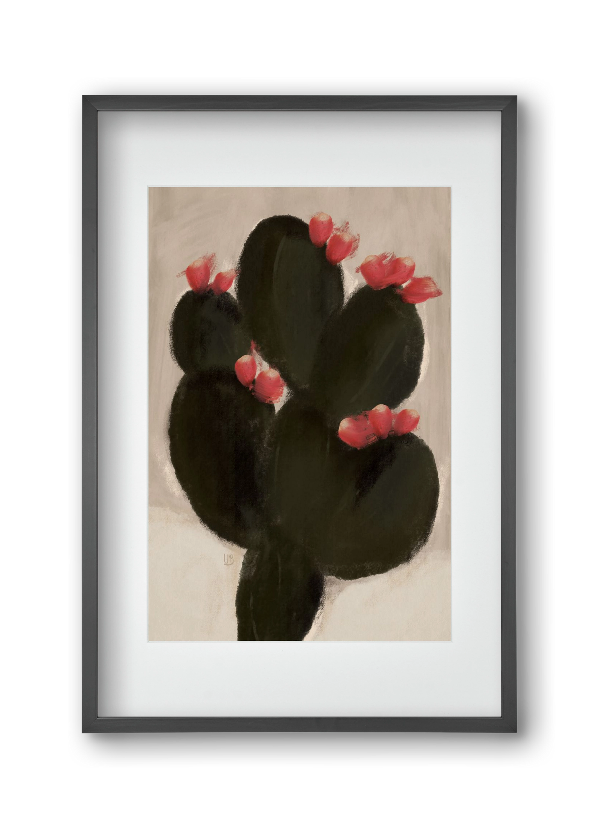Blooming Cactus, 30x45 cm (20x30 cm), Fekete keret, paszpartuval