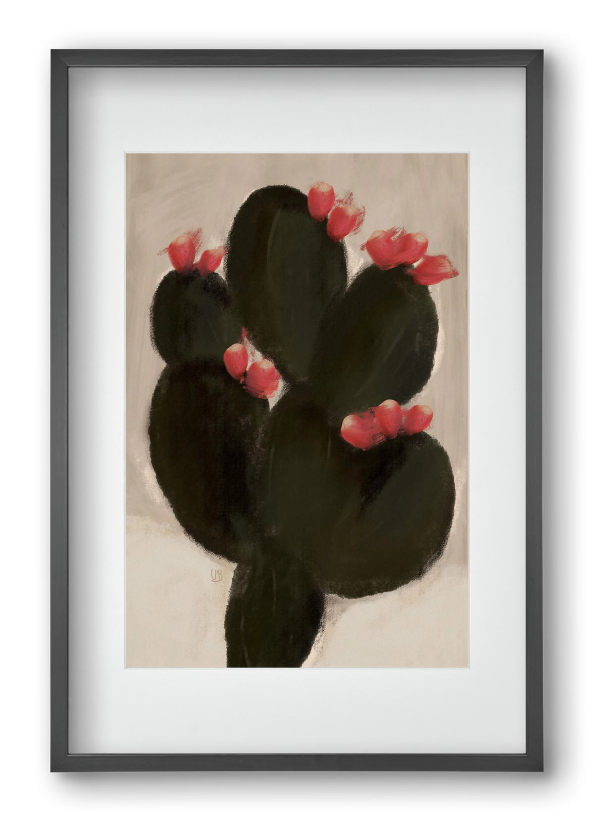Blooming Cactus, 40x60 cm (30x45 cm), Fekete keret, paszpartuval