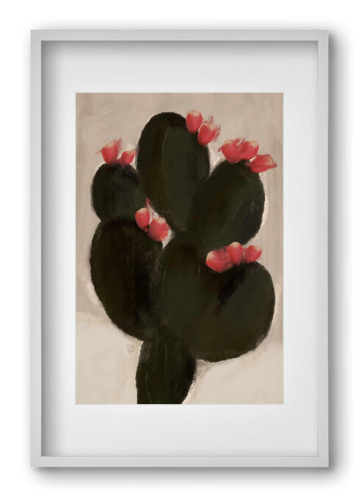 Blooming Cactus, 40x60 cm (30x45 cm), Fehér keret, paszpartuval