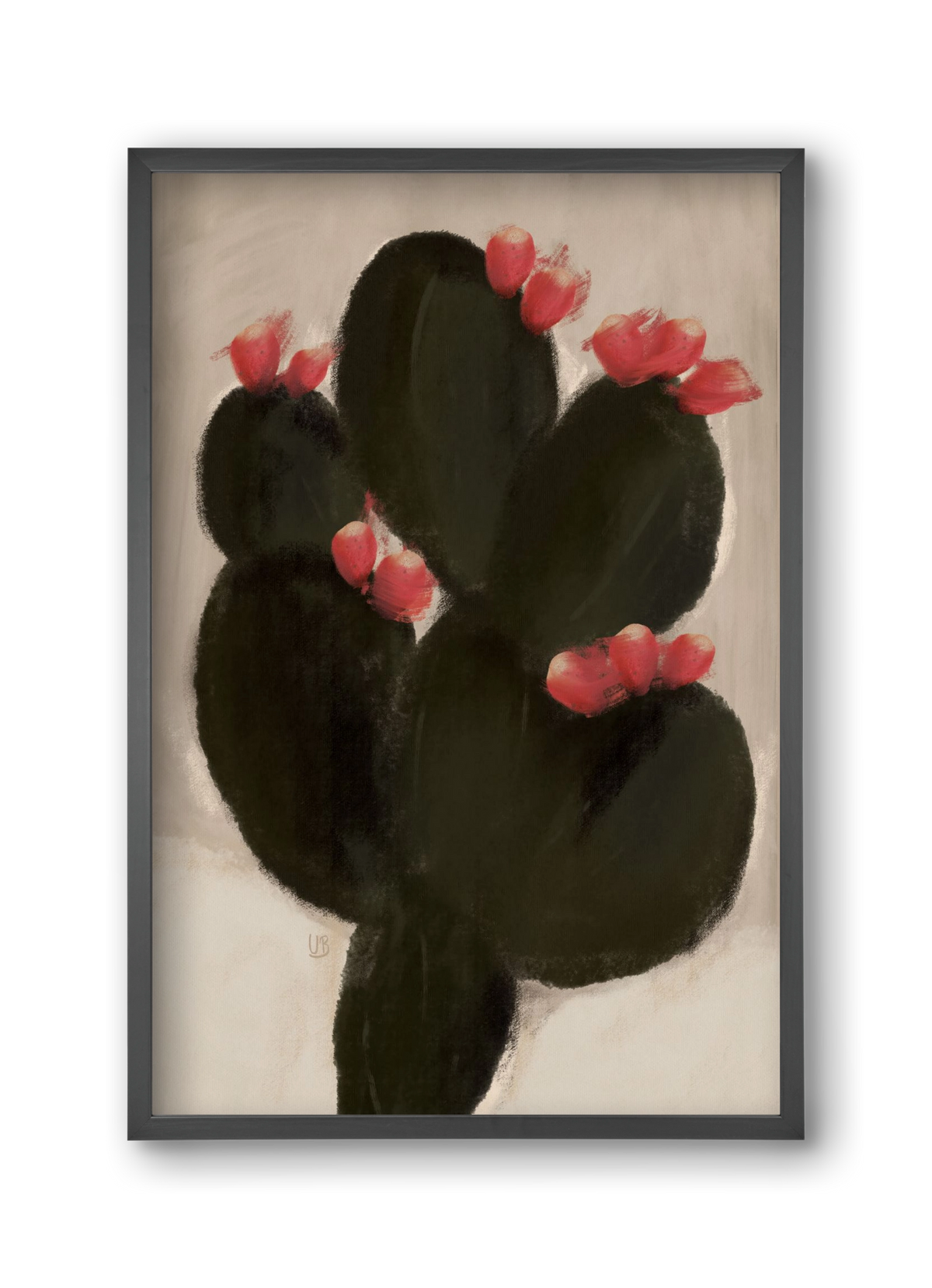 Blooming Cactus, 30x45 cm (30x45 cm), Fekete keret