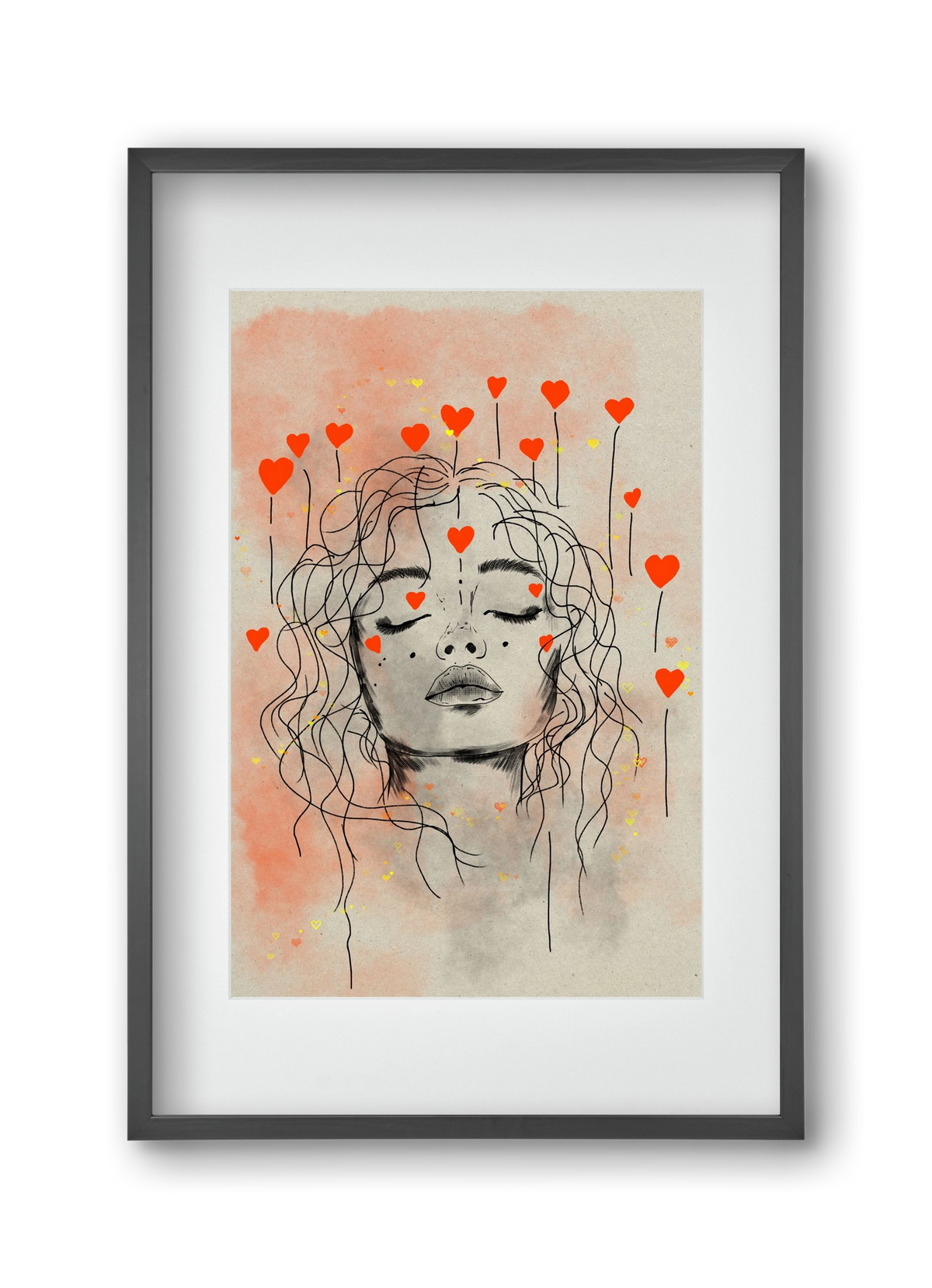 Hearts in Bloom, 30x45 cm (20x30 cm), Fekete keret, paszpartuval