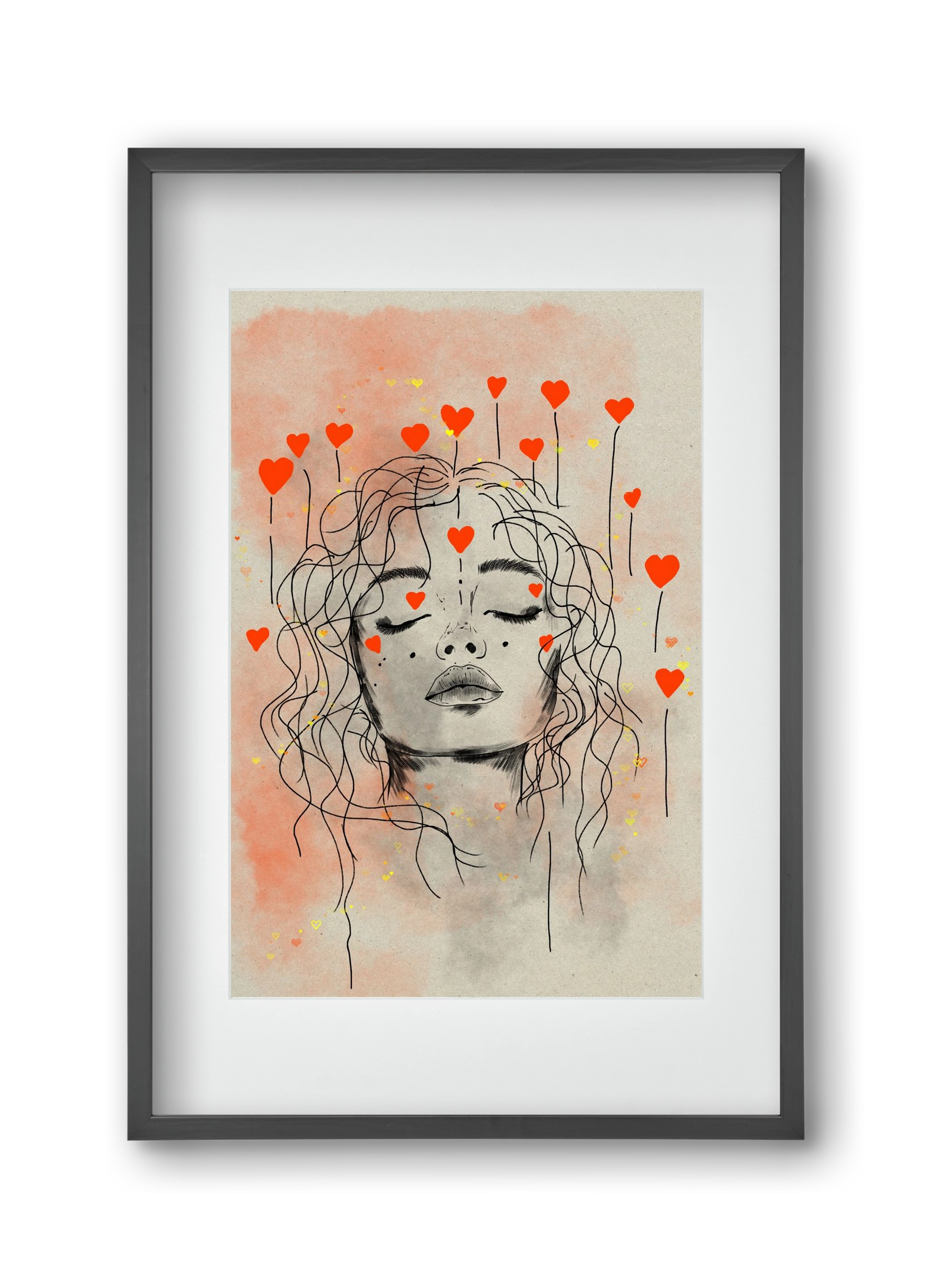 Hearts in Bloom, 30x45 cm (20x30 cm), Fekete keret, paszpartuval
