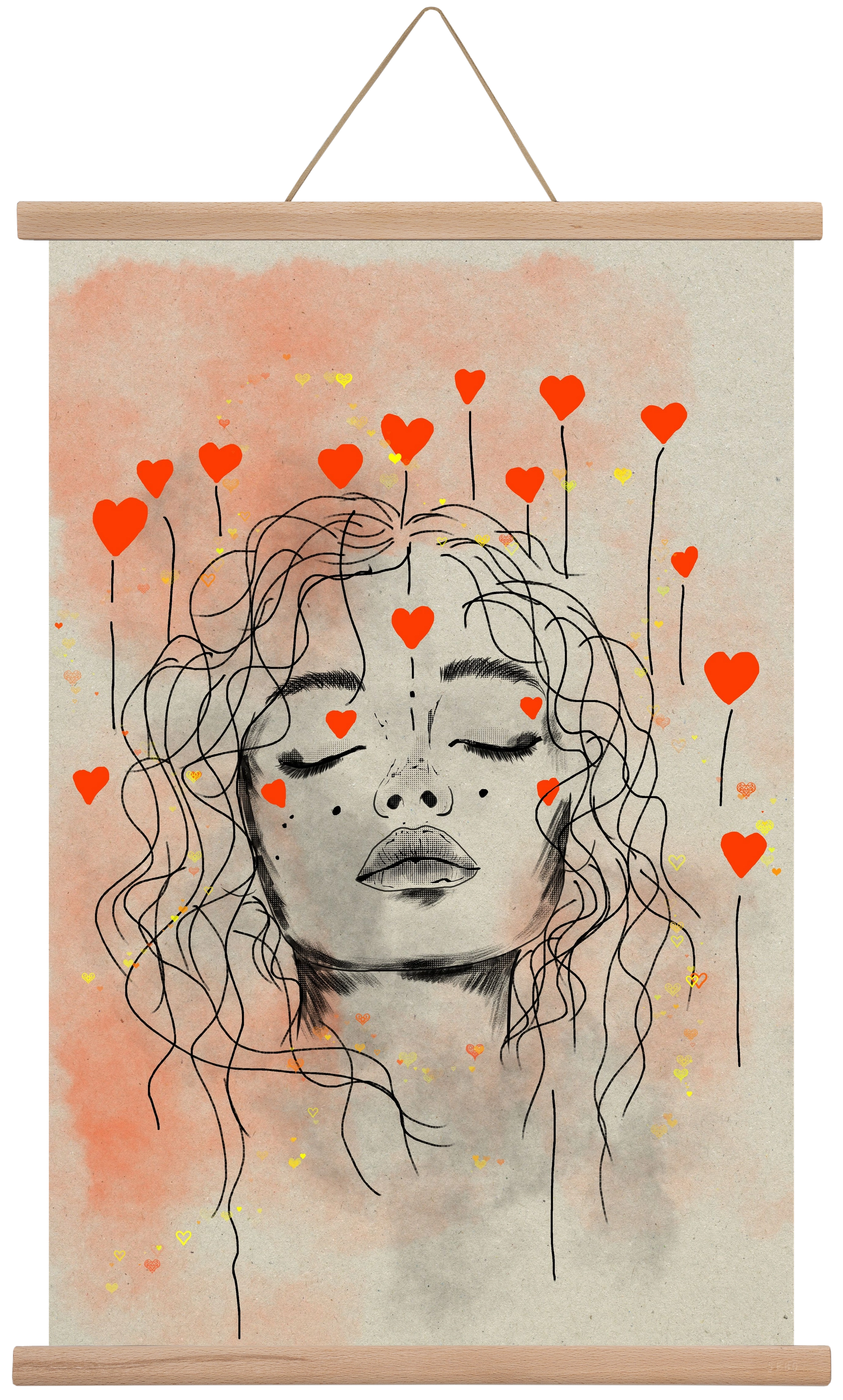 Hearts in Bloom, 40x60 cm (40x60 cm), Tölgy akasztó