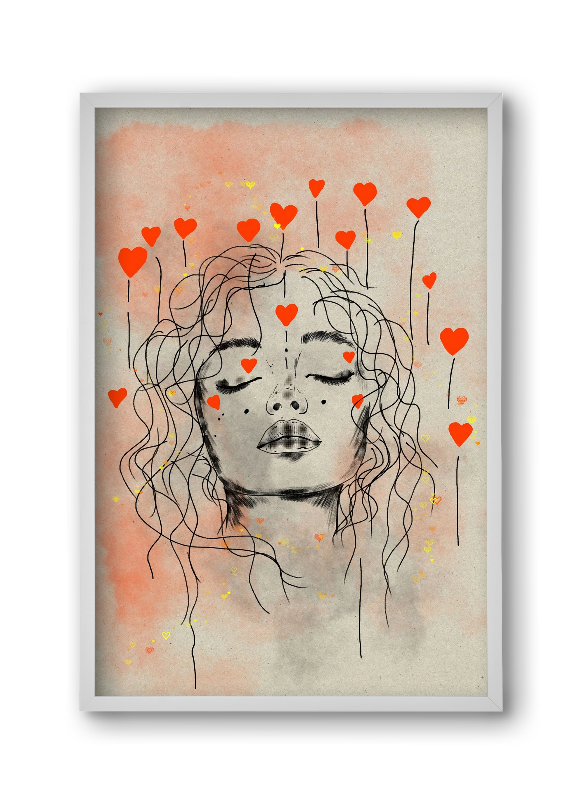 Hearts in Bloom, 30x45 cm (30x45 cm), Fehér keret