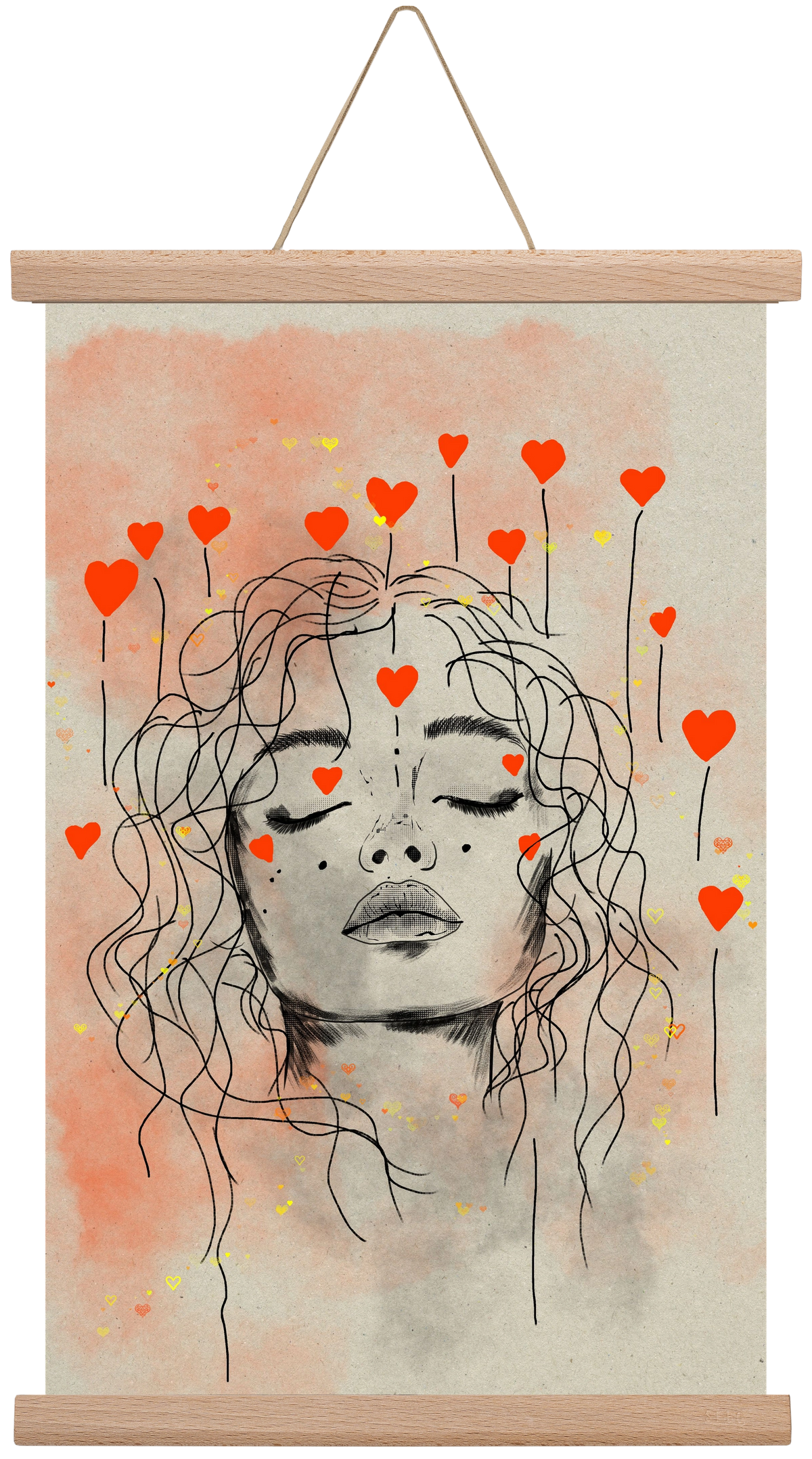 Hearts in Bloom, 30x45 cm (30x45 cm), Tölgy akasztó