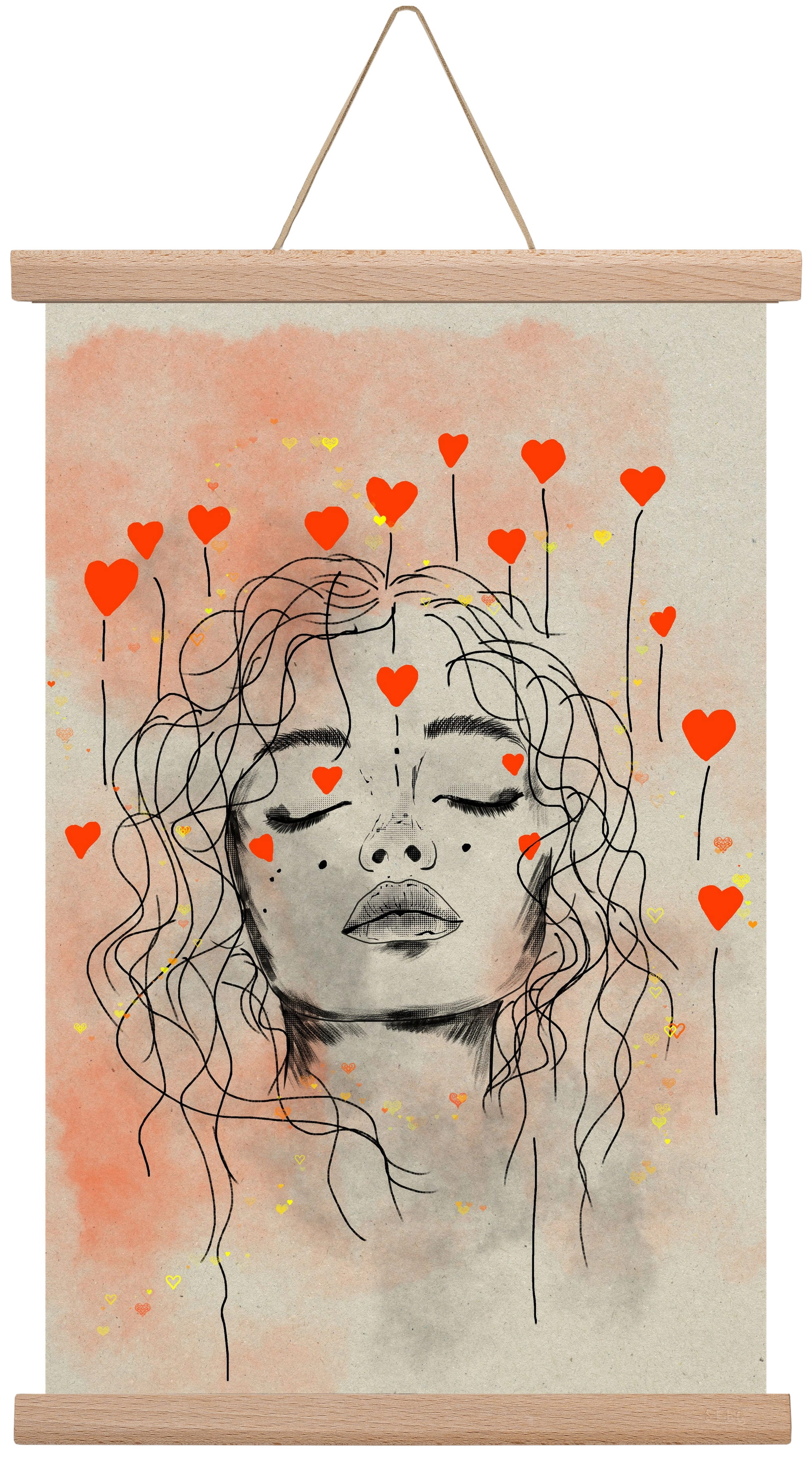 Hearts in Bloom, 30x45 cm (30x45 cm), Tölgy akasztó