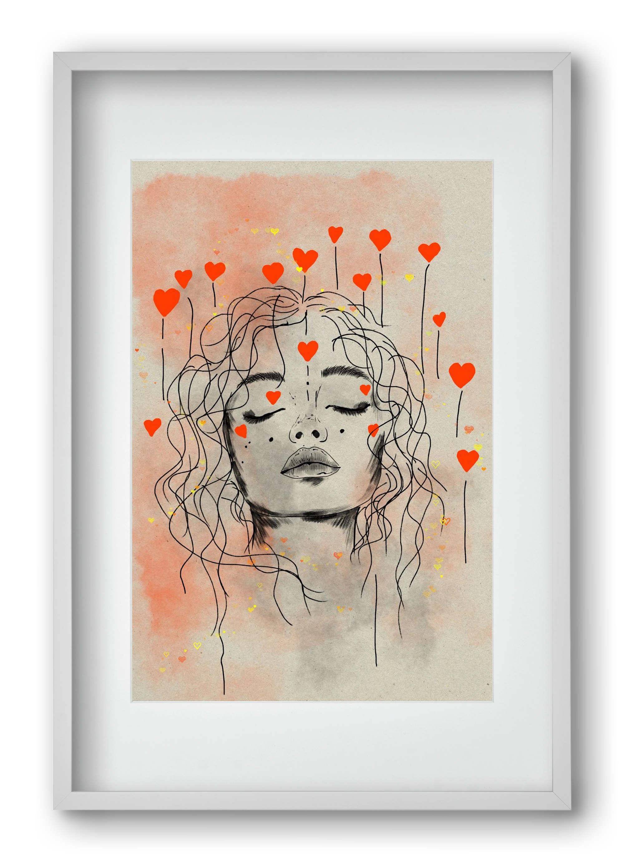 Hearts in Bloom, 40x60 cm (30x45 cm), Fehér keret, paszpartuval