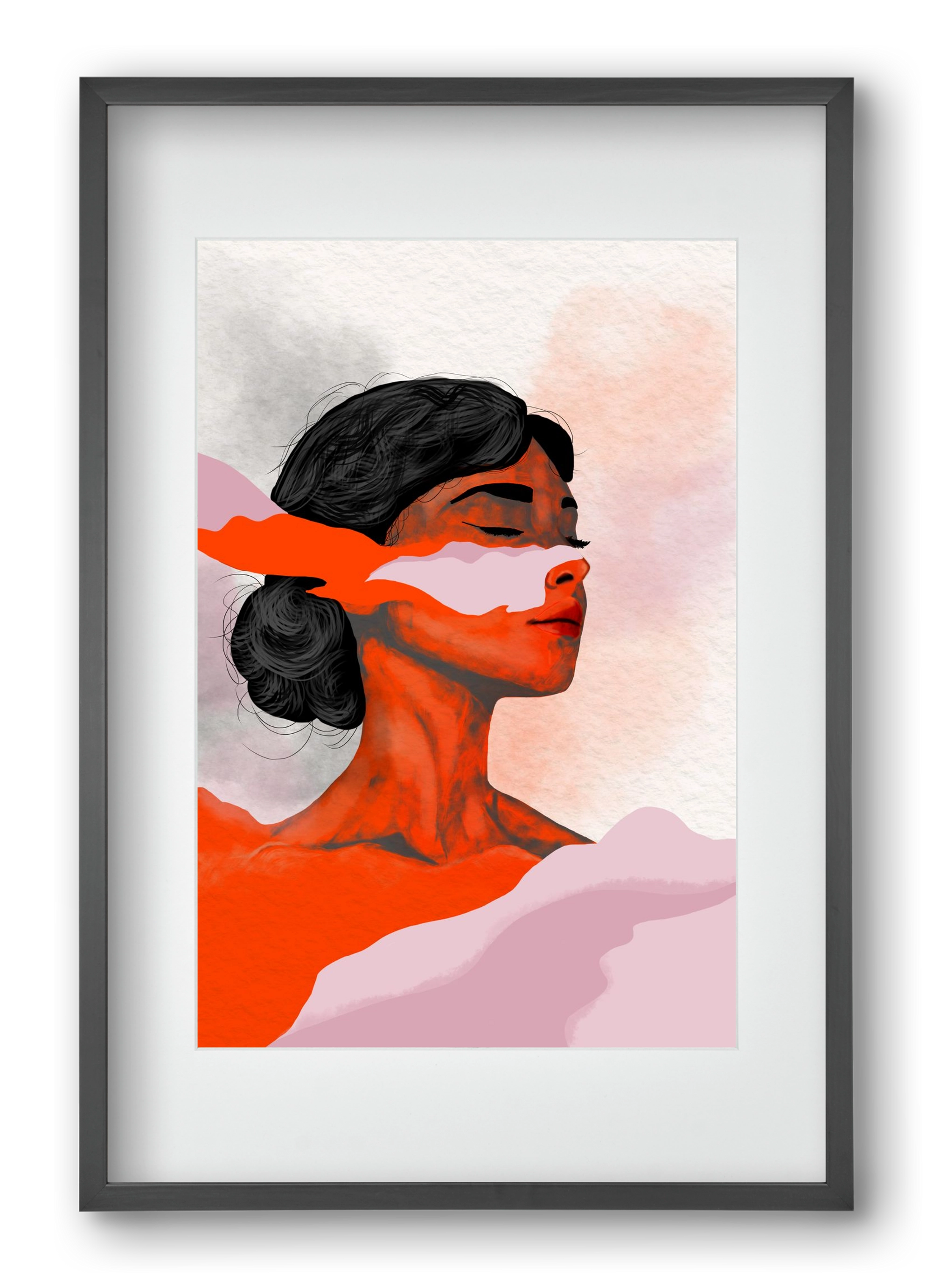 Red Wave, 40x60 cm (30x45 cm), Fekete keret, paszpartuval