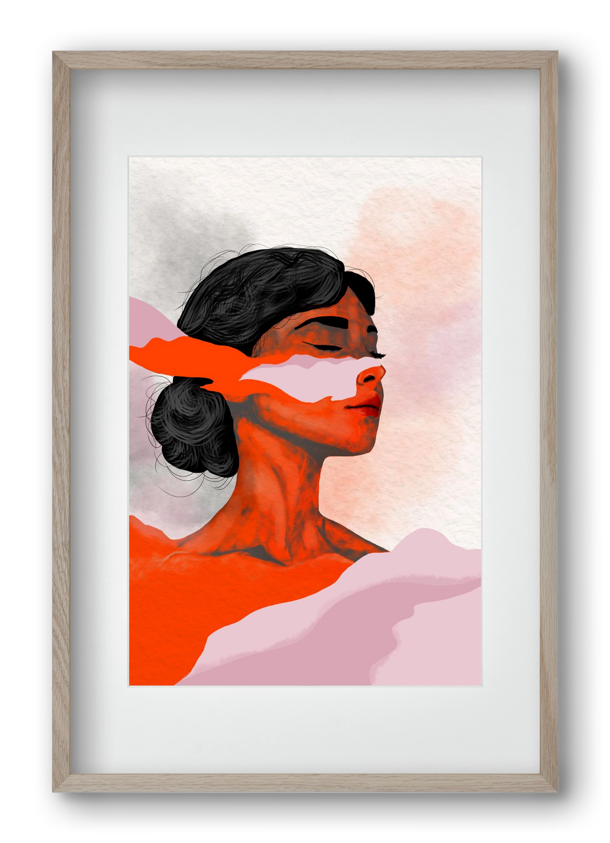 Red Wave, 40x60 cm (30x45 cm), Tölgy keret, paszpartuval