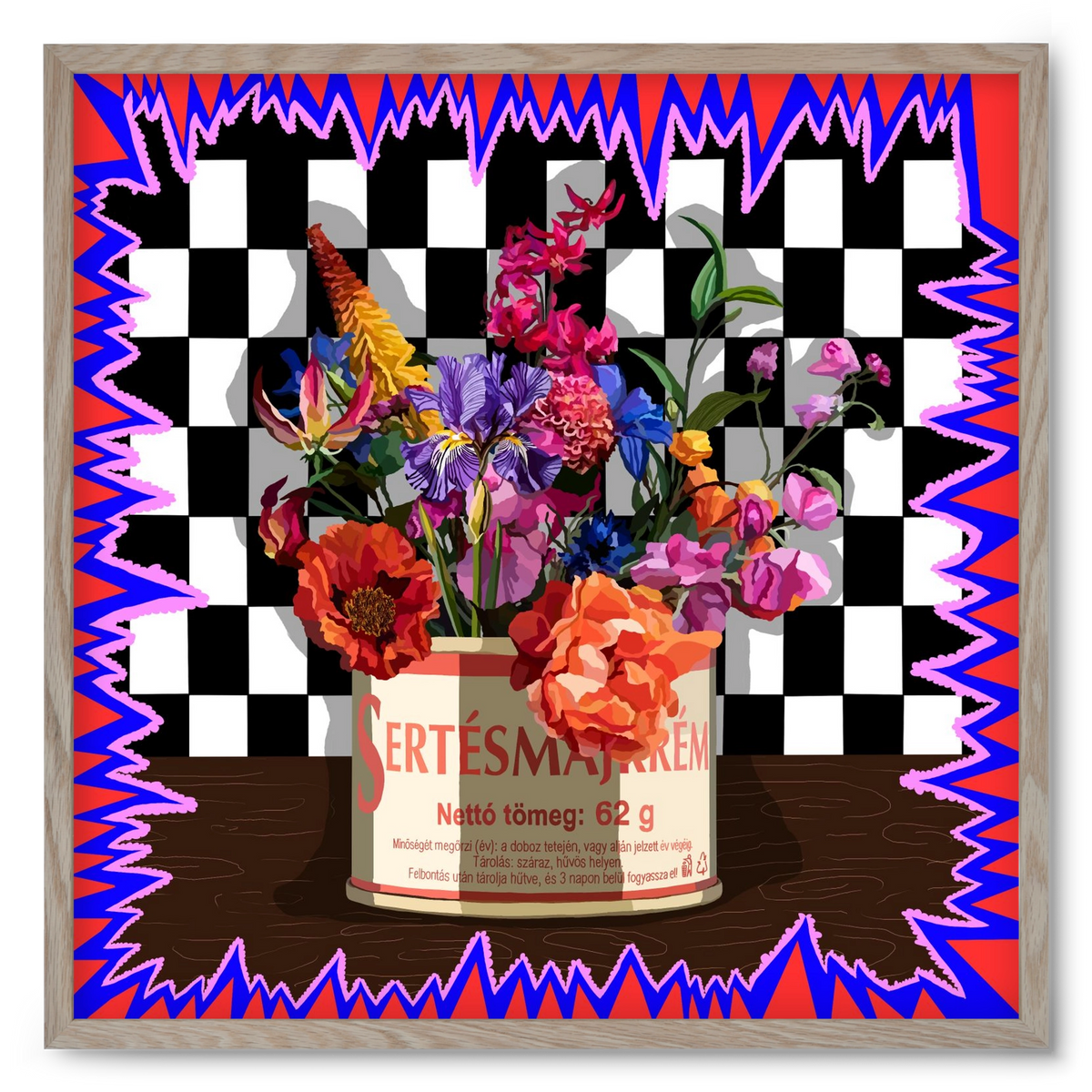 Májkrém váza, 50x50 cm (50x50 cm), Tölgy keret