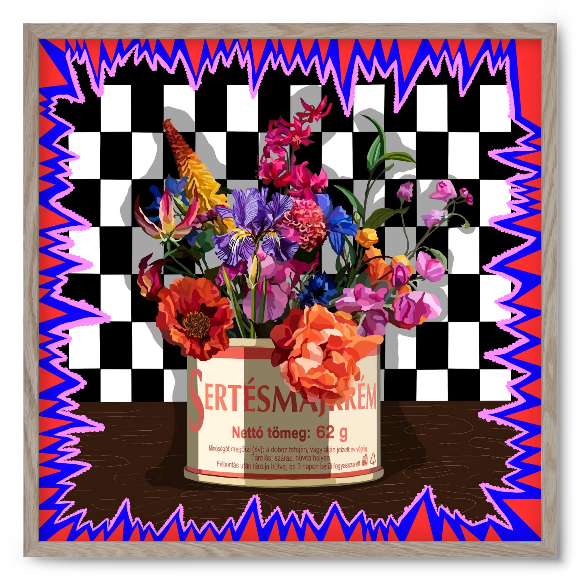 Májkrém váza, 50x50 cm (50x50 cm), Tölgy keret