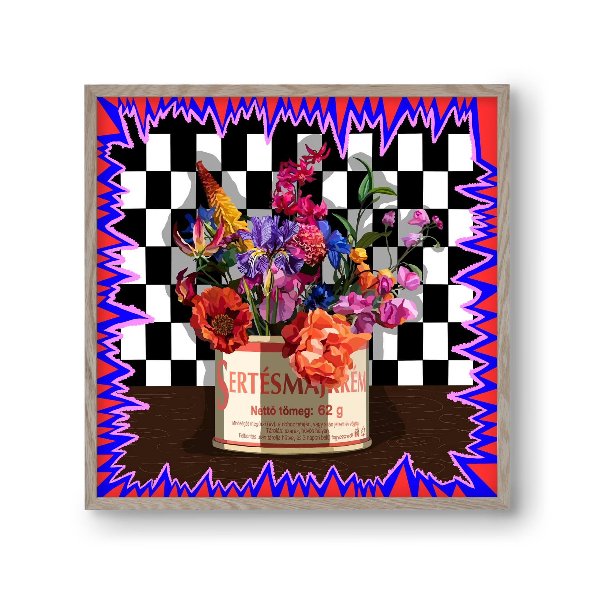 Májkrém váza, 30x30 cm (30x30 cm), Tölgy keret