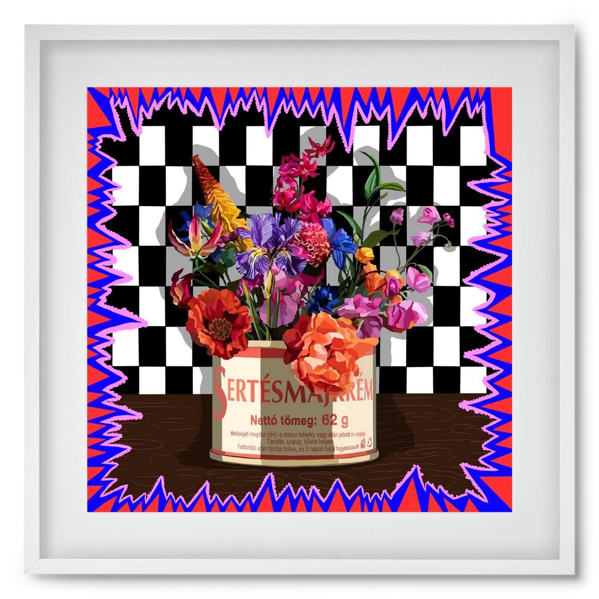 Májkrém váza, 50x50 cm (40x40 cm), Fehér keret, paszpartuval