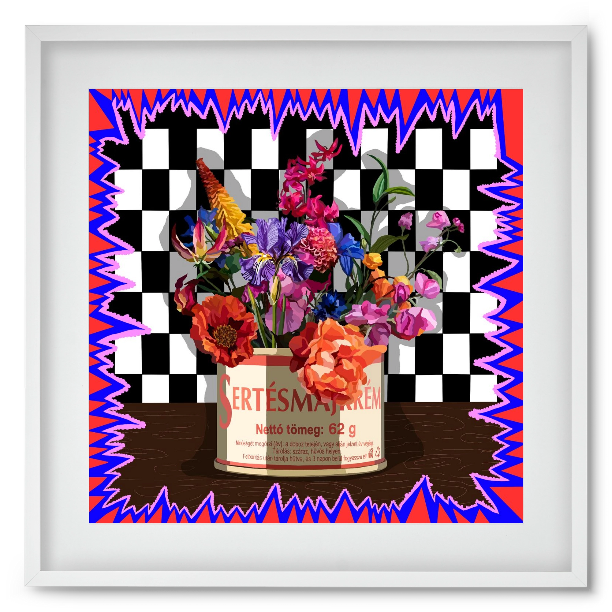 Májkrém váza, 50x50 cm (40x40 cm), Fehér keret, paszpartuval