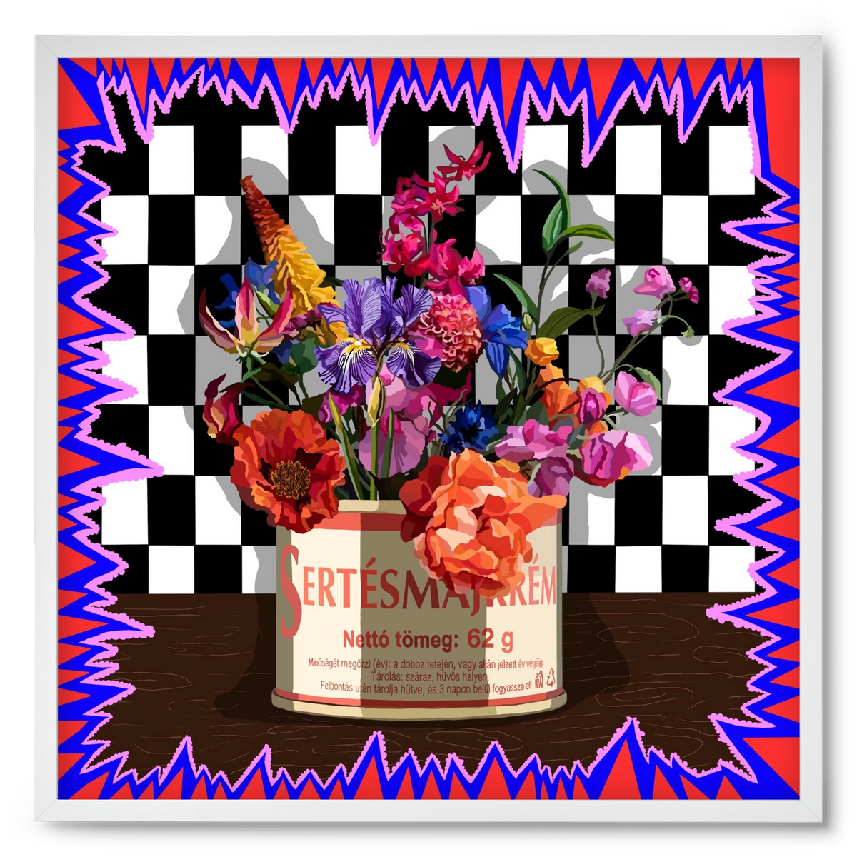 Májkrém váza, 50x50 cm (50x50 cm), Fehér keret
