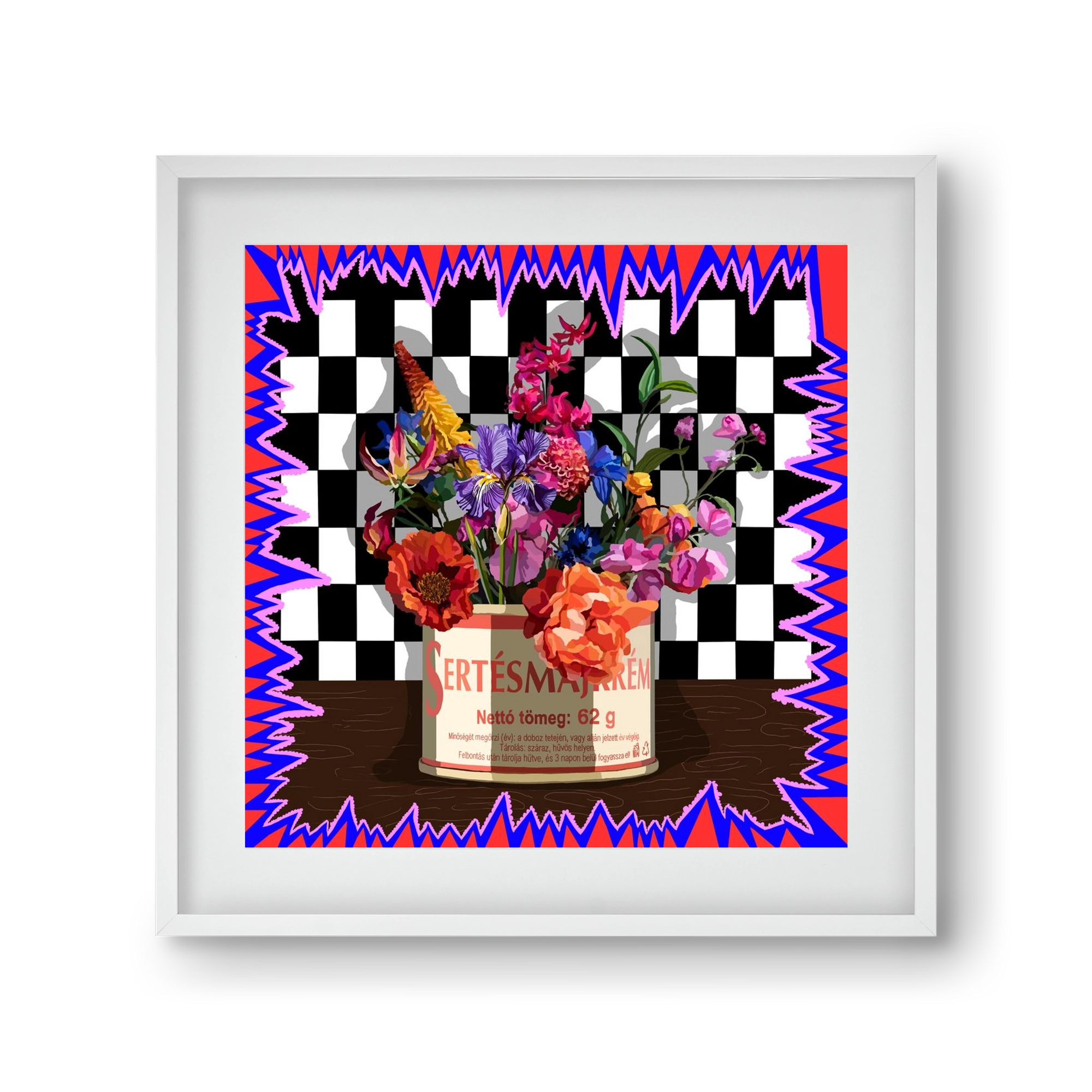 Májkrém váza, 30x30 cm (20x20 cm), Fehér keret, paszpartuval