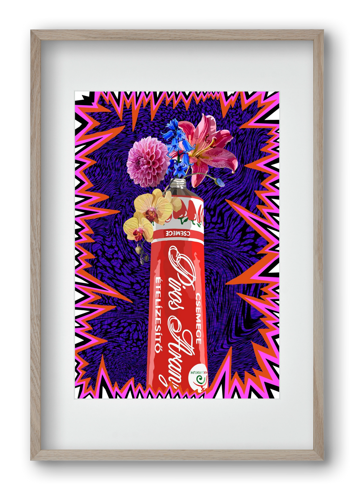 Csemege virág, 40x60 cm (30x45 cm), Tölgy keret, paszpartuval