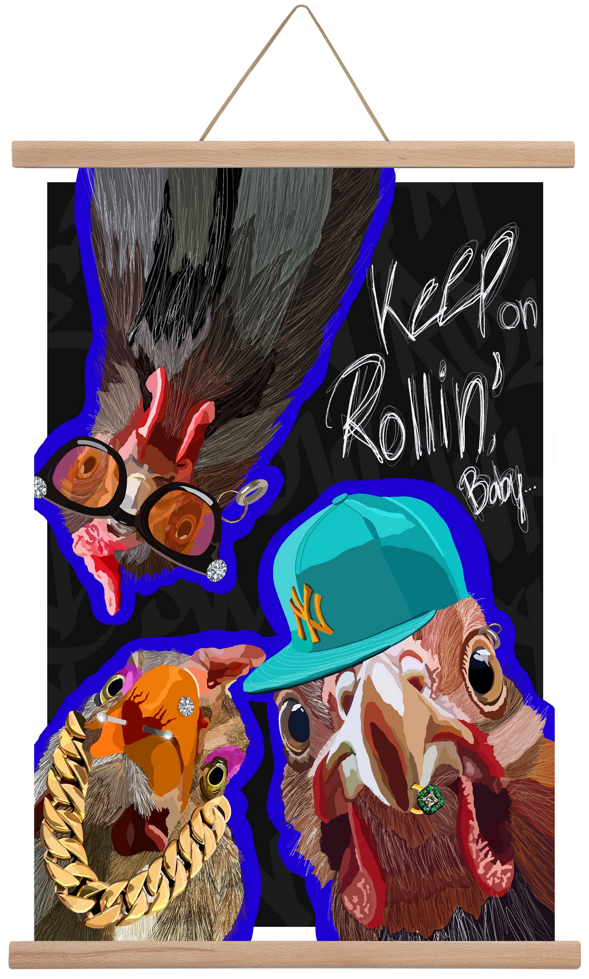 Keep on rollin', baby, 40x60 cm (40x60 cm), Tölgy akasztó