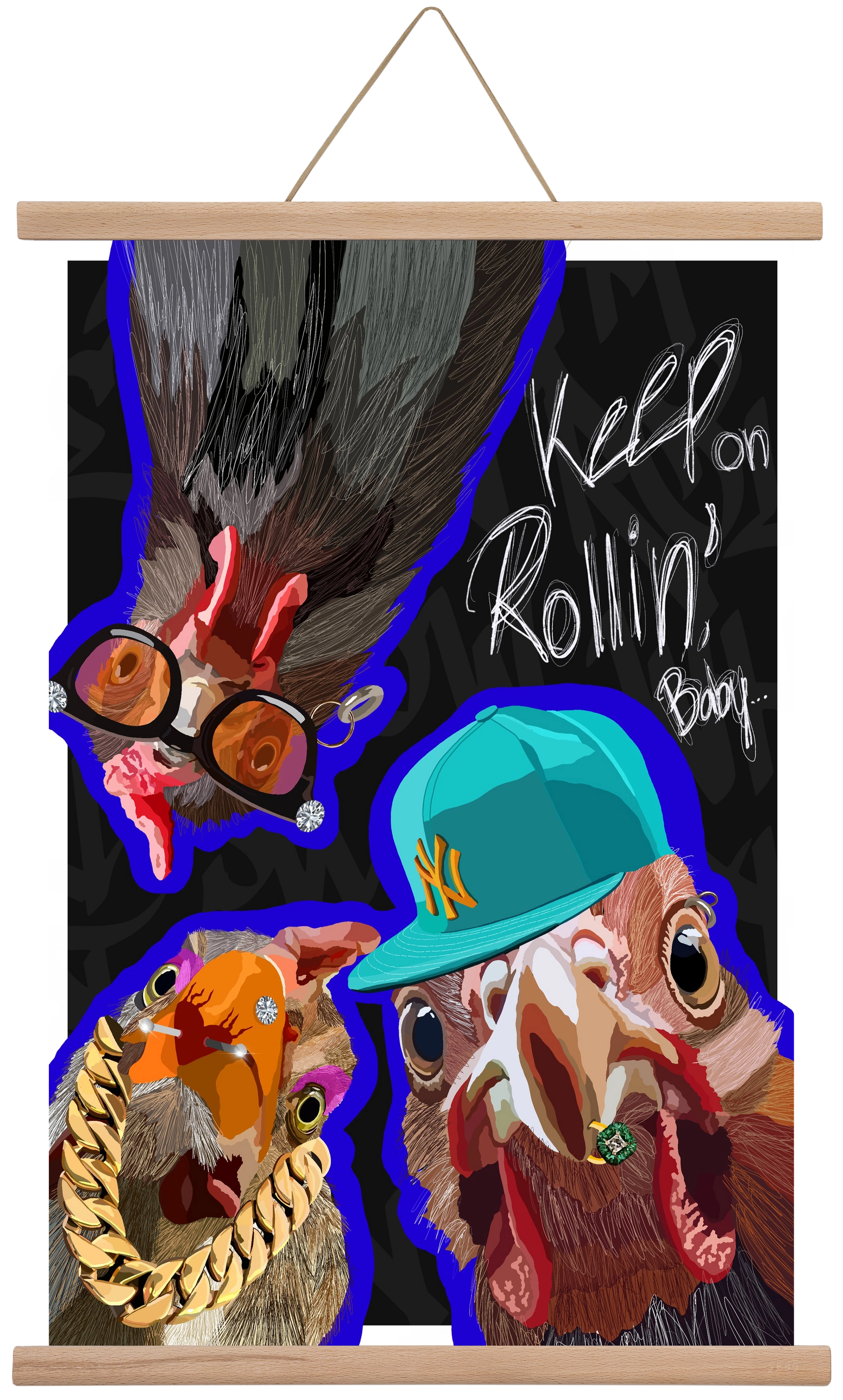 Keep on rollin', baby, 40x60 cm (40x60 cm), Tölgy akasztó