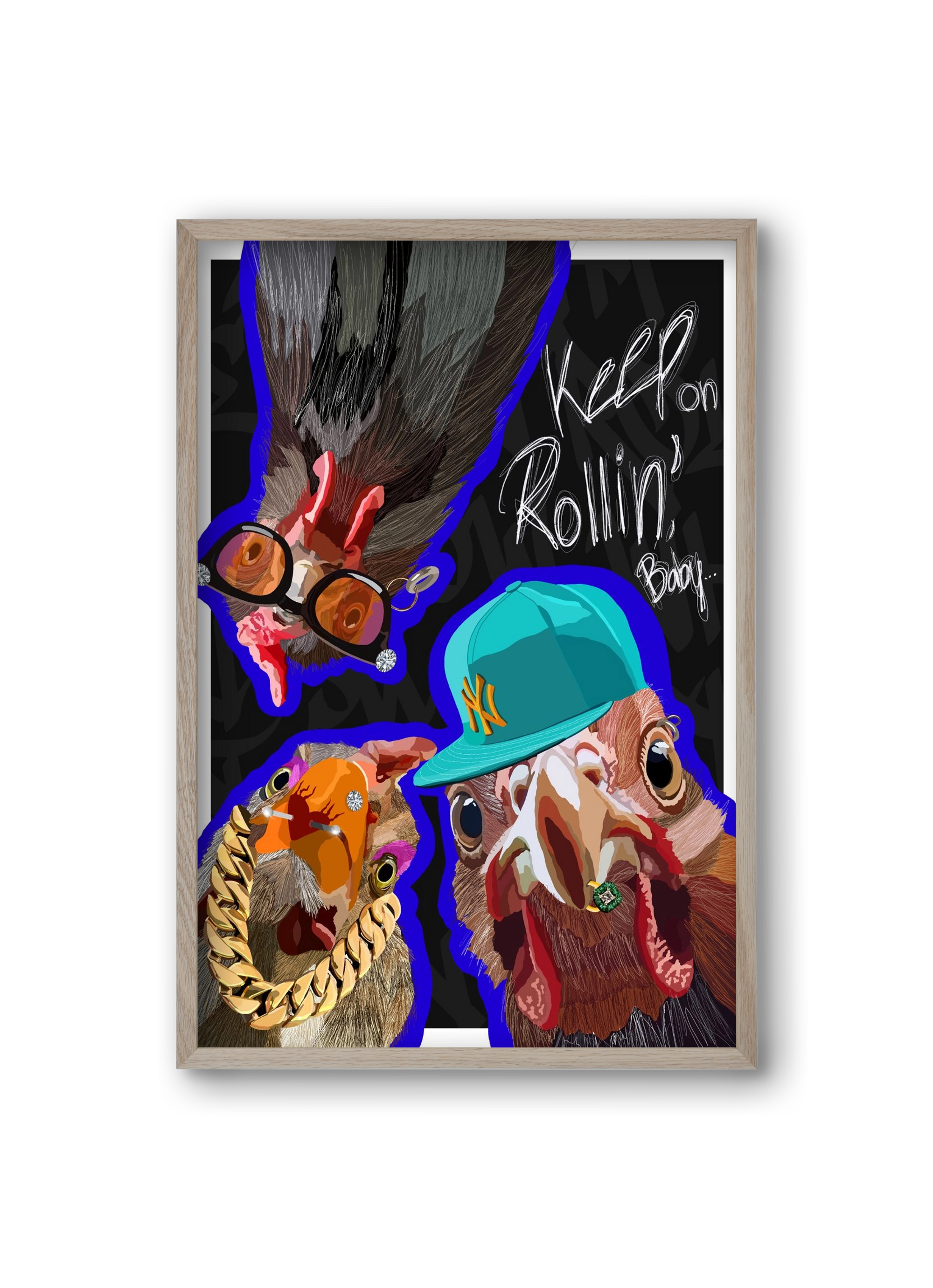 Keep on rollin', baby, 20x30 cm (20x30 cm), Tölgy keret