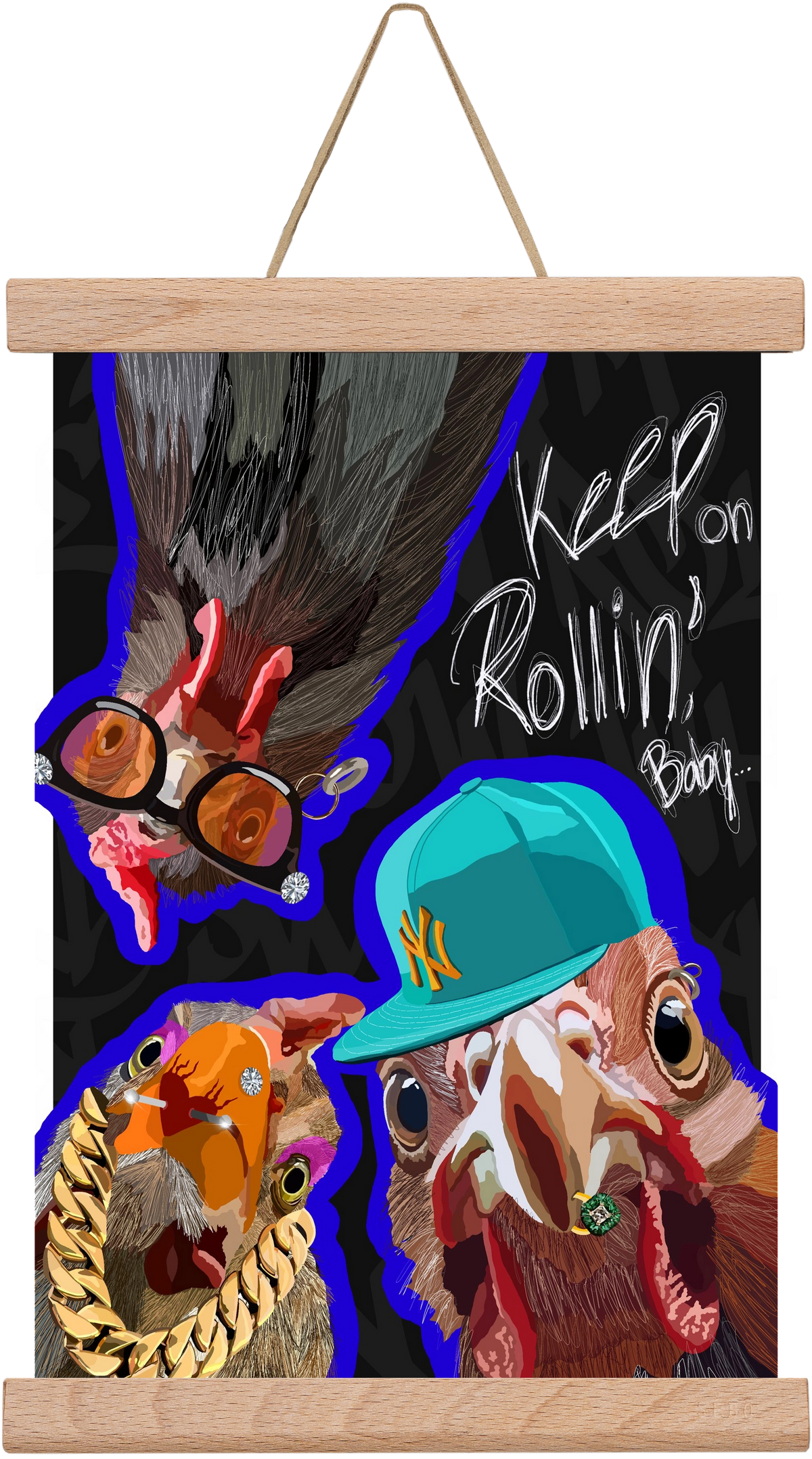 Keep on rollin', baby, 20x30 cm (20x30 cm), Tölgy akasztó