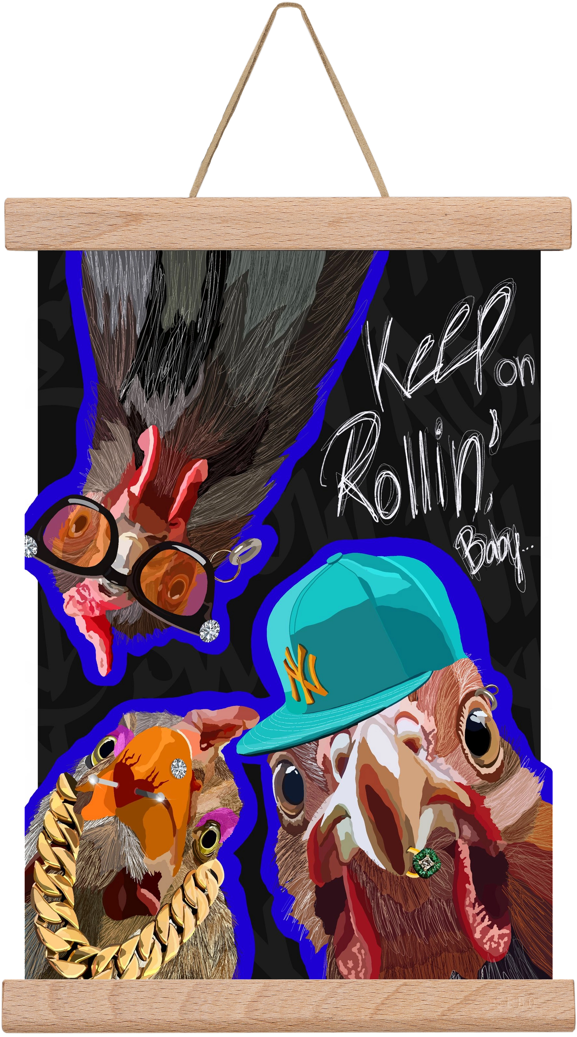 Keep on rollin', baby, 20x30 cm (20x30 cm), Tölgy akasztó