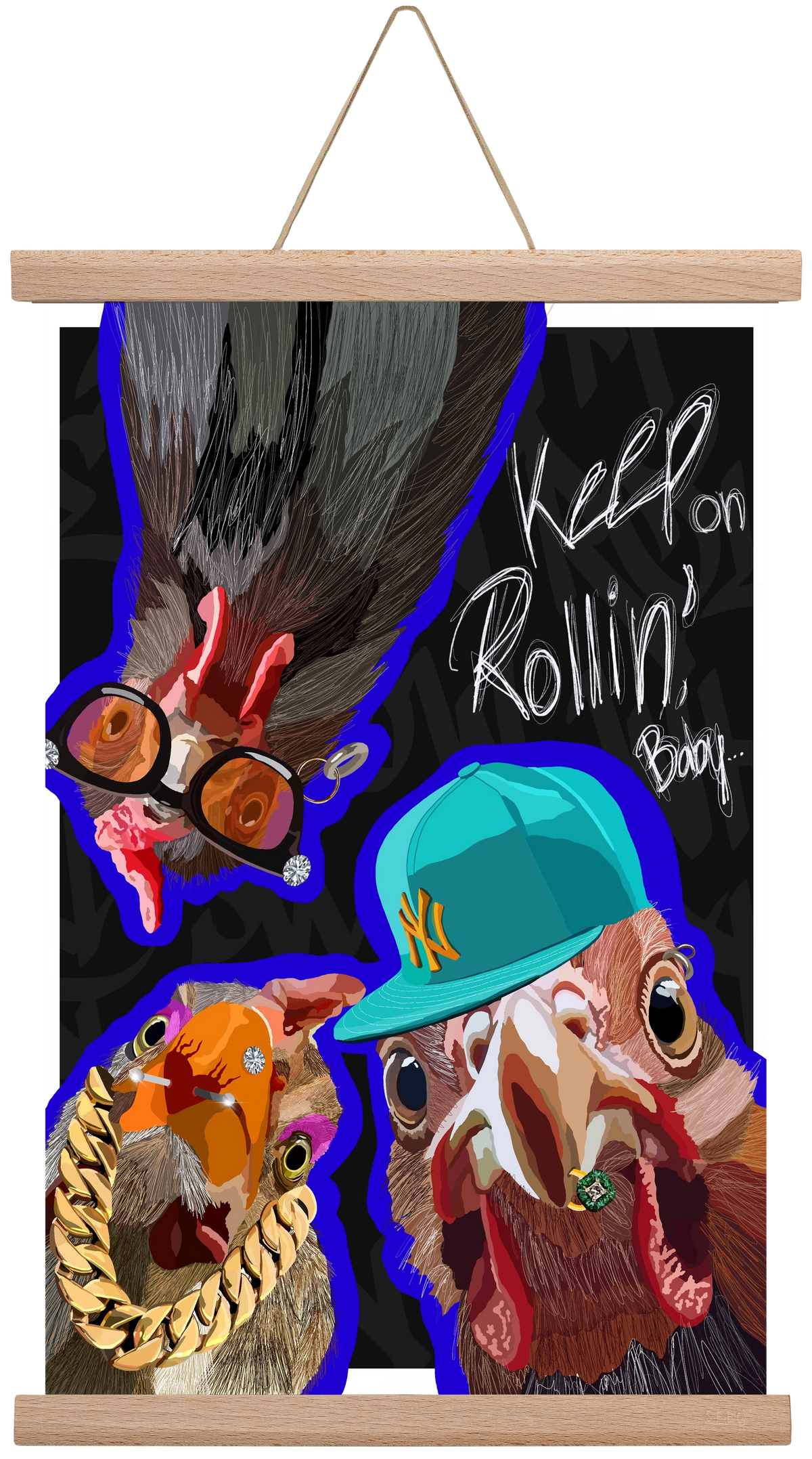 Keep on rollin', baby, 30x45 cm (30x45 cm), Tölgy akasztó